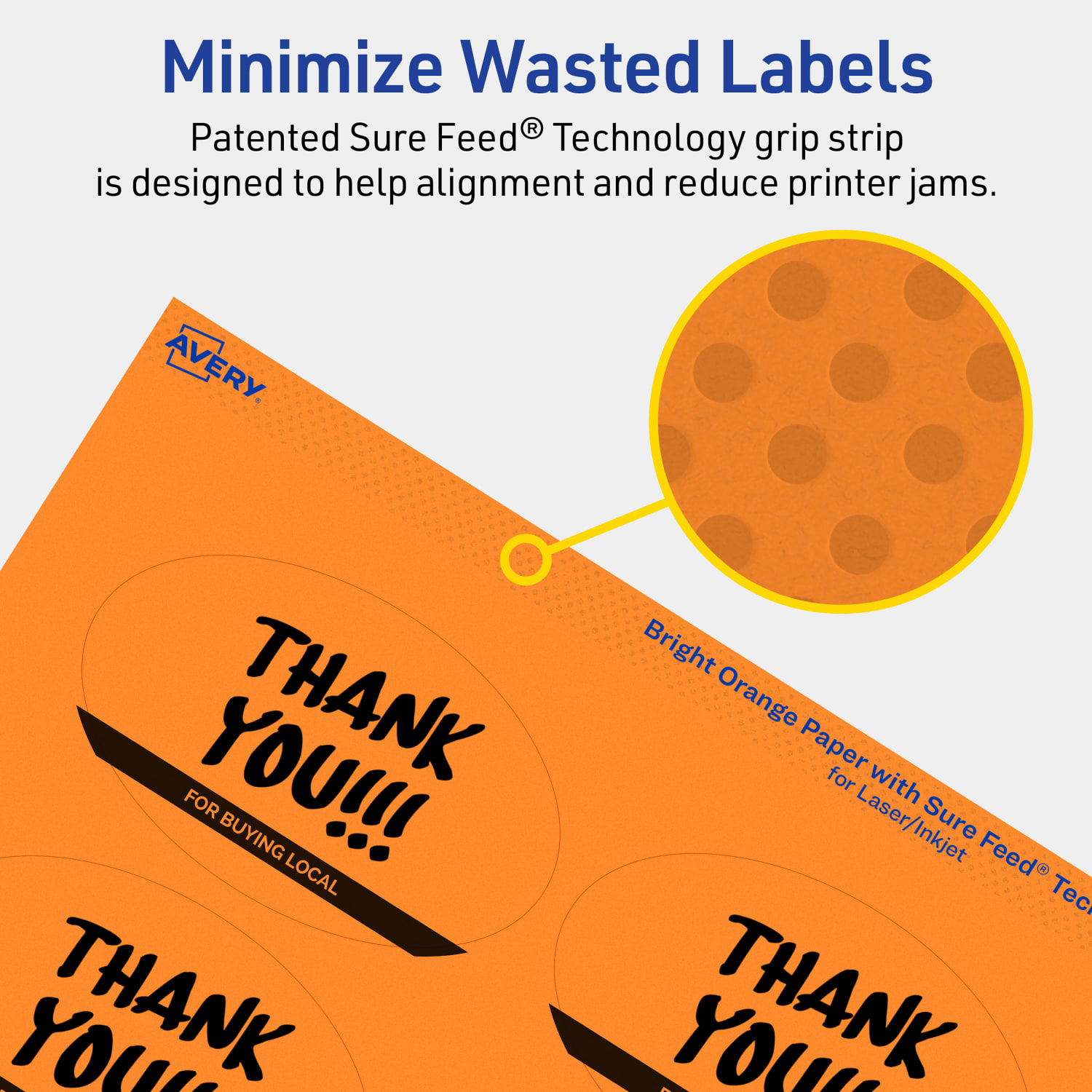 Avery Print-To-The-Edge Labels With Sure Feed Technology And Easy Peel, 94056-BOP10, Oval, 2in x 3-1/3in, Matte Bright Orange, Pack of 80 - Image 5