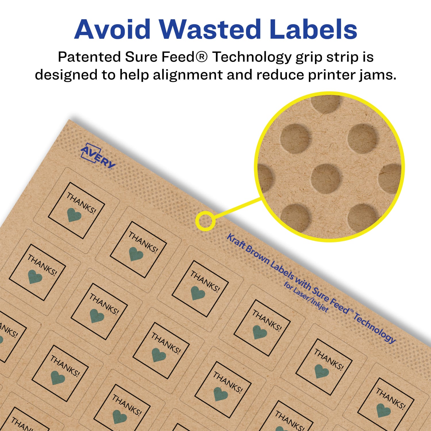 Avery Kraft Permanent Labels With Sure Feed, 94102-KMP15, Square, 3/4in x 3/4in, Brown, Pack Of 1,200 - Image 5