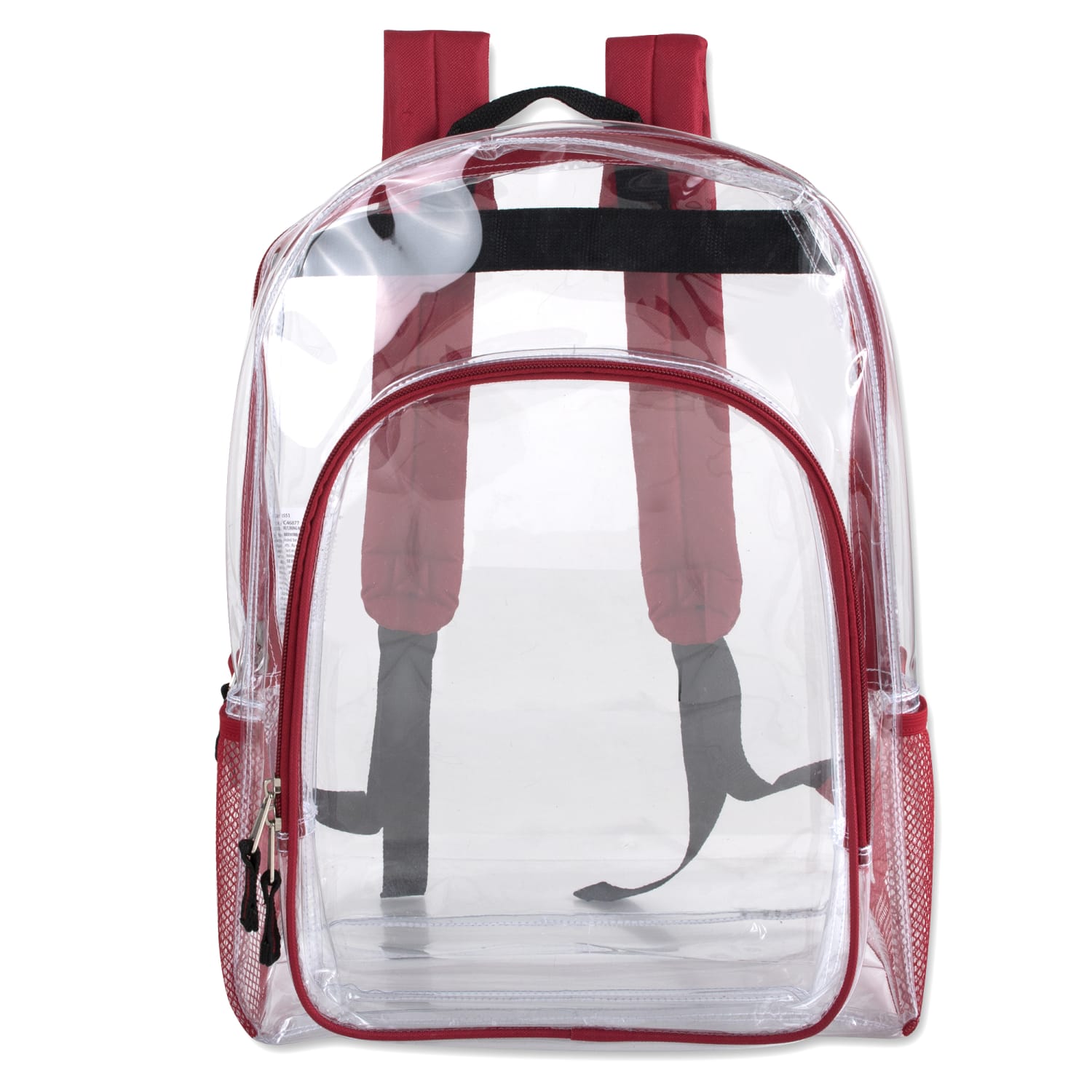 Trailmaker Heavy-Duty Clear Backpack, Red Trim - Image 5