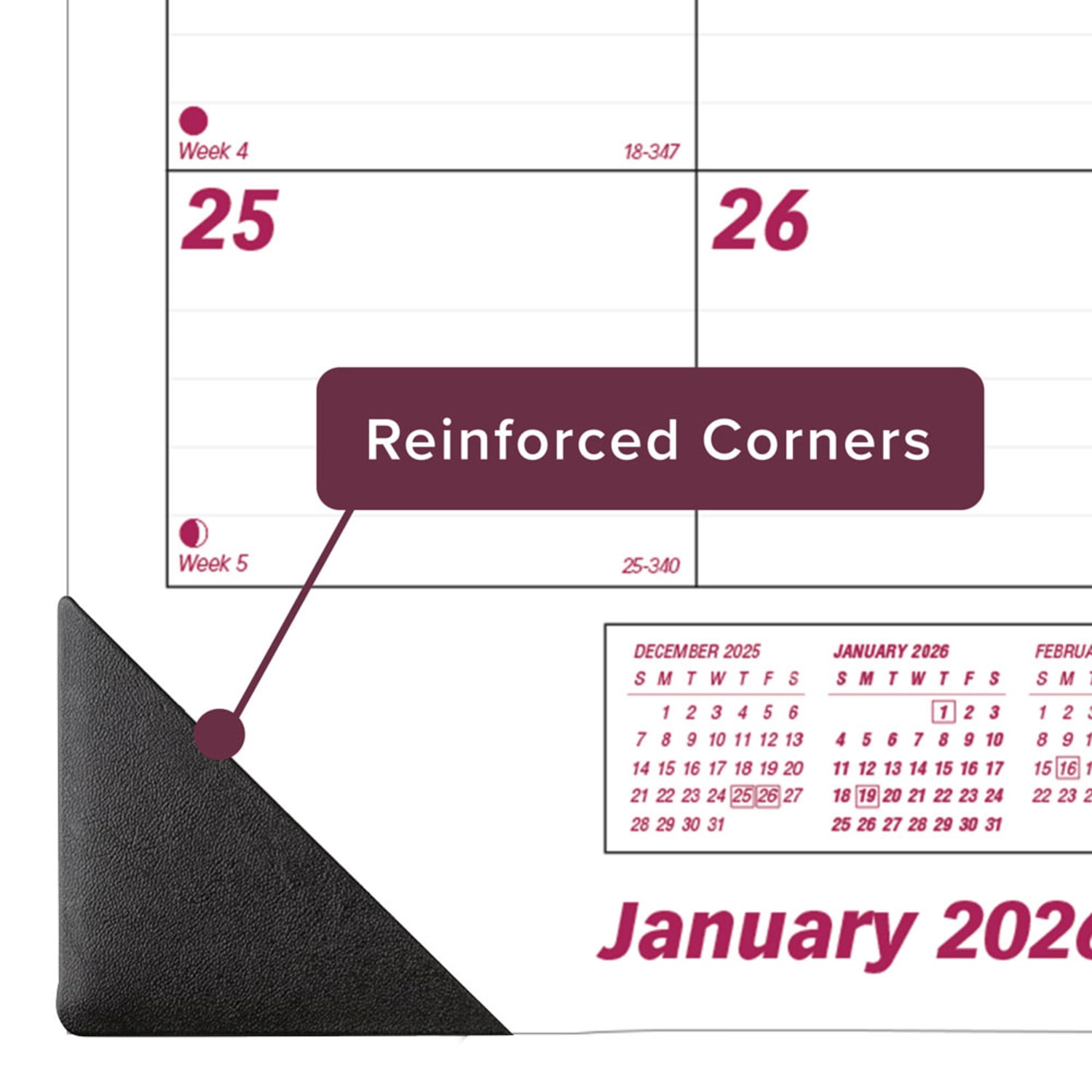 2026 Brownline Monthly Desk Pad Calendar, 22in x 17in, Burgundy/White, January To December, C1731 - Image 5