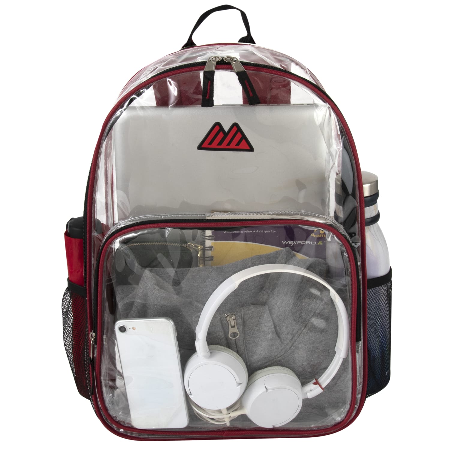 Summit Ridge Heavy-Duty Clear Backpack, Red Trim - Image 5