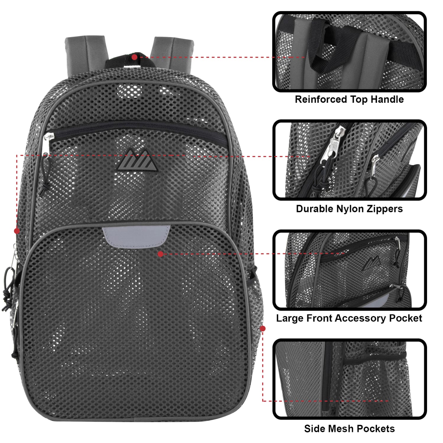 Summit Ridge Mesh Backpack, Gray - Image 3