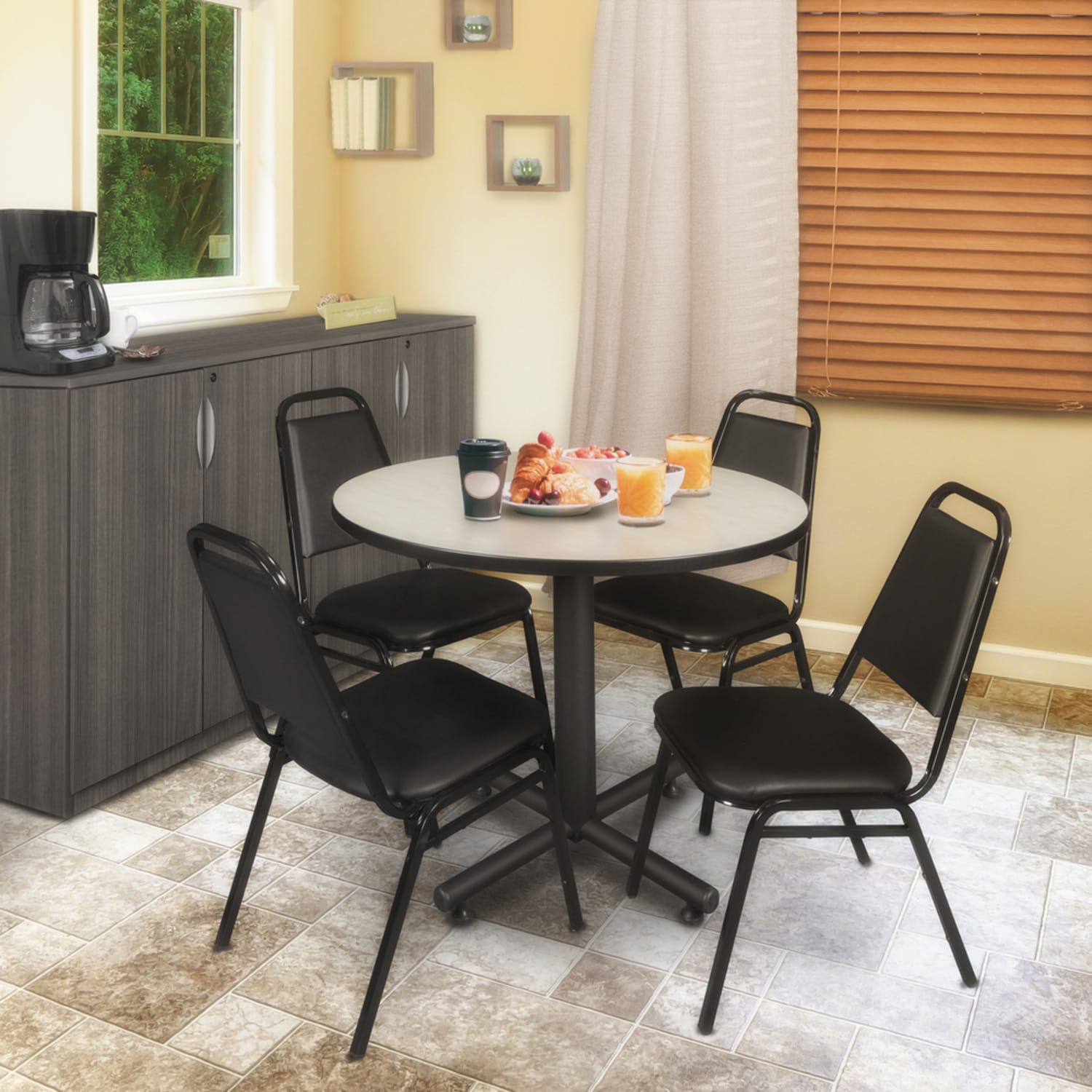 Regency Kobe X-Base Round Breakroom Table, 29inH x 36inW x 36inD, Maple - Image 3