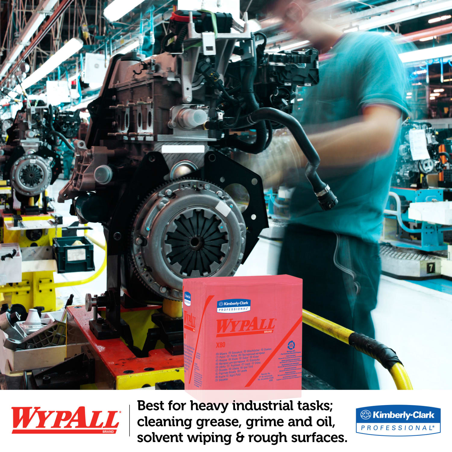 Wypall X80 Wipers, 1/4 Fold, Hydroknit, 12 1/2in x 12in, Red, Pack of 50 - Image 5