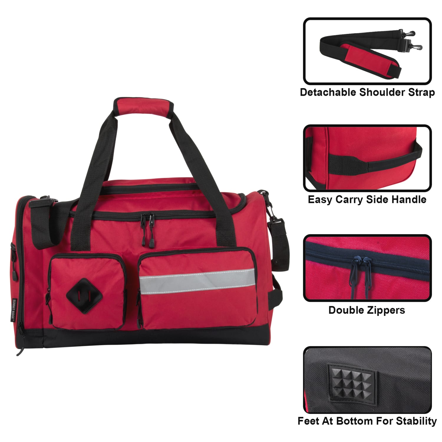 Summit Ridge Polyester Duffel, 12inH x 20inW x 9inD, Red - Image 3