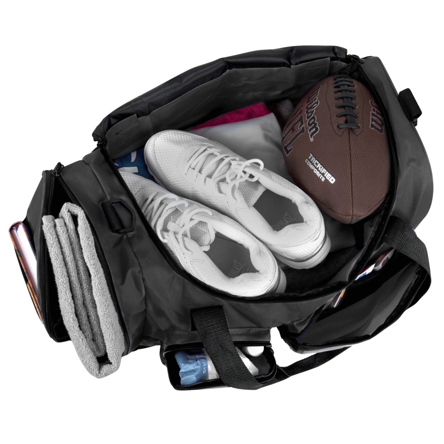 Summit Ridge Polyester Duffel, 12inH x 20inW x 9inD, Black - Image 5
