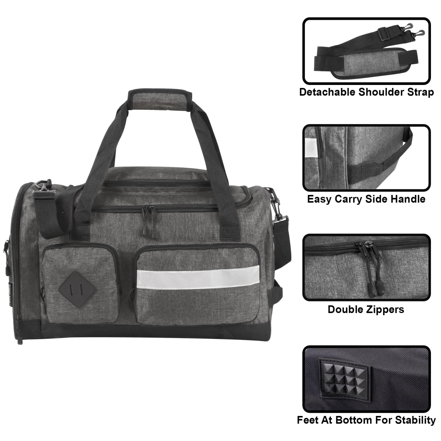 Summit Ridge Polyester Duffel, 12inH x 20inW x 9inD, Gray - Image 3