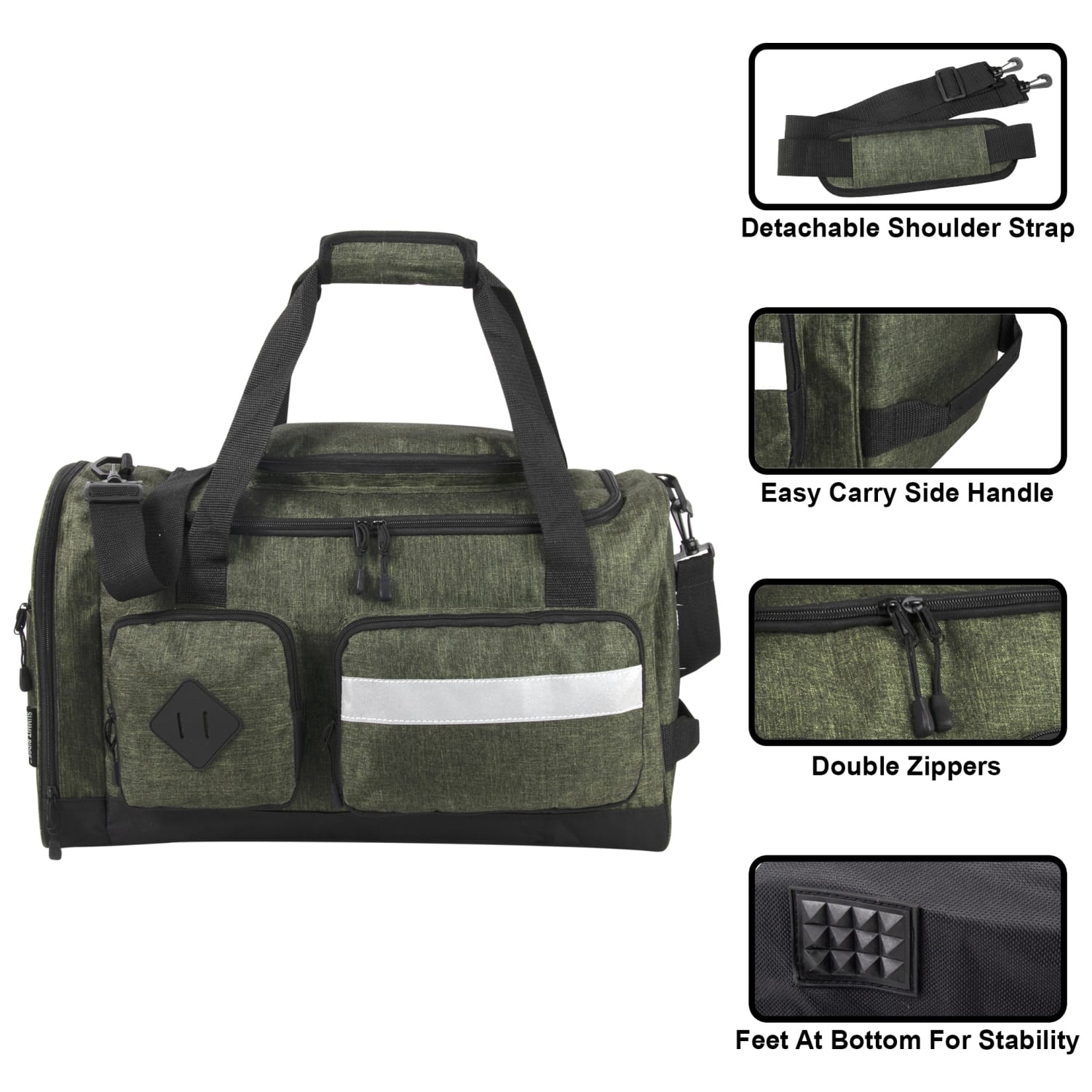 Summit Ridge Polyester Duffel, 12inH x 20inW x 9inD, Green - Image 3