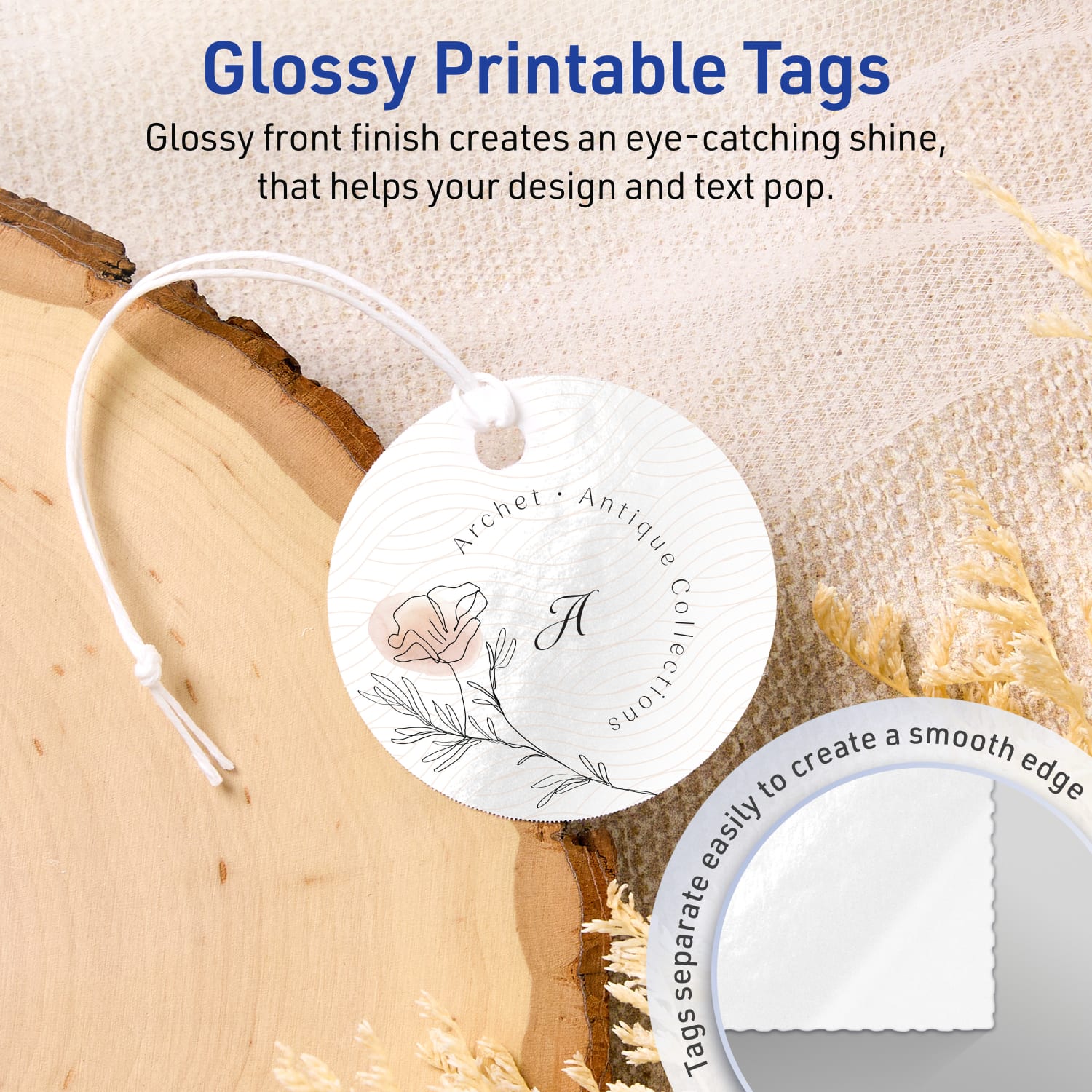 Avery Printable Tags With Sure Feed Technology, Print-To-The-Edge, 2in, Glossy White, Pack Of 300 - Image 3