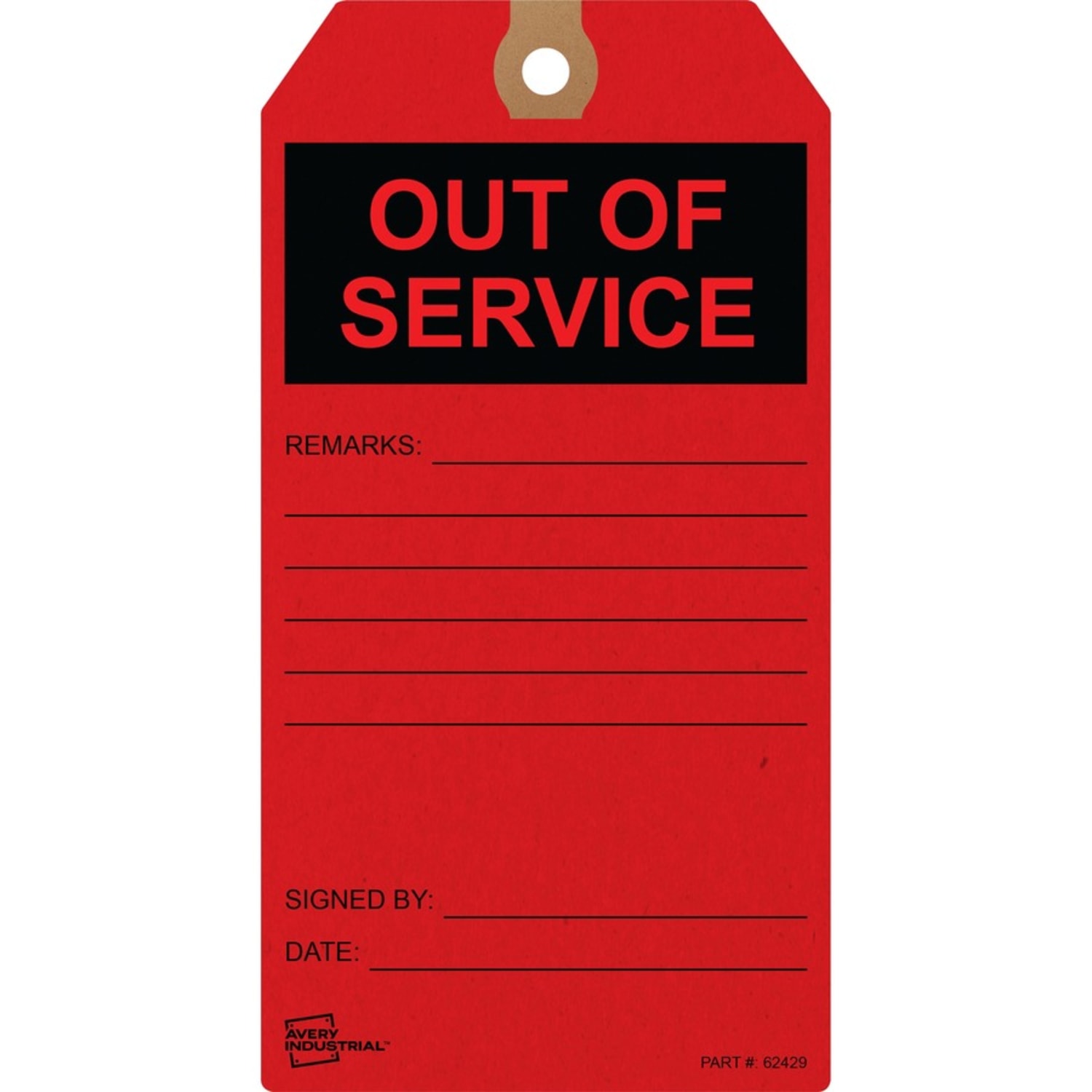 Avery Preprinted OUT OF SERVICE Red Service Tags - 5.75in Length x 3in Width - Card Stock - Red - 1 Pack - Image 4