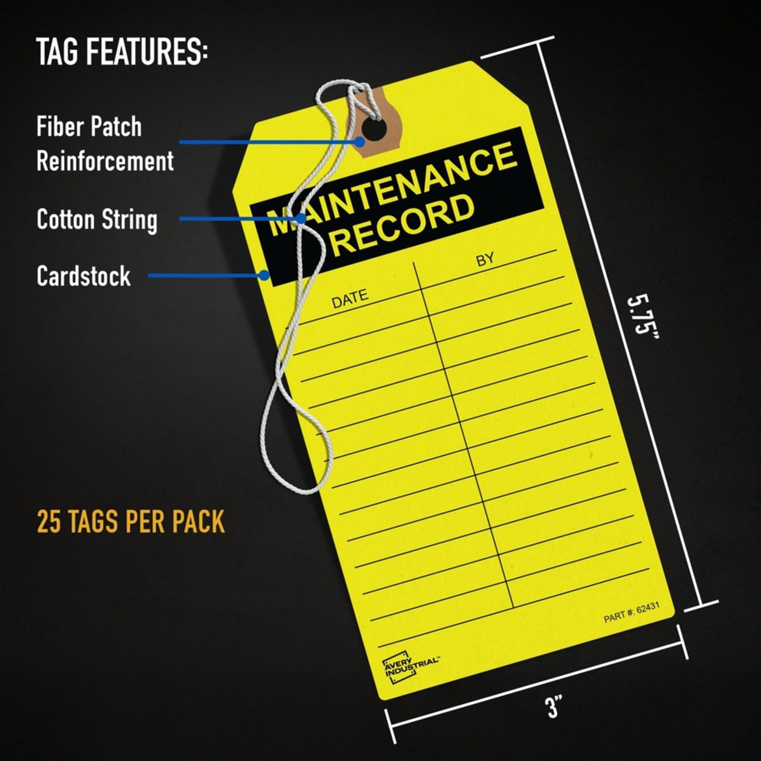 Avery Preprinted OUT OF SERVICE Red Service Tags - 5.75in Length x 3in Width - Card Stock - Red - 1 Pack - Image 5