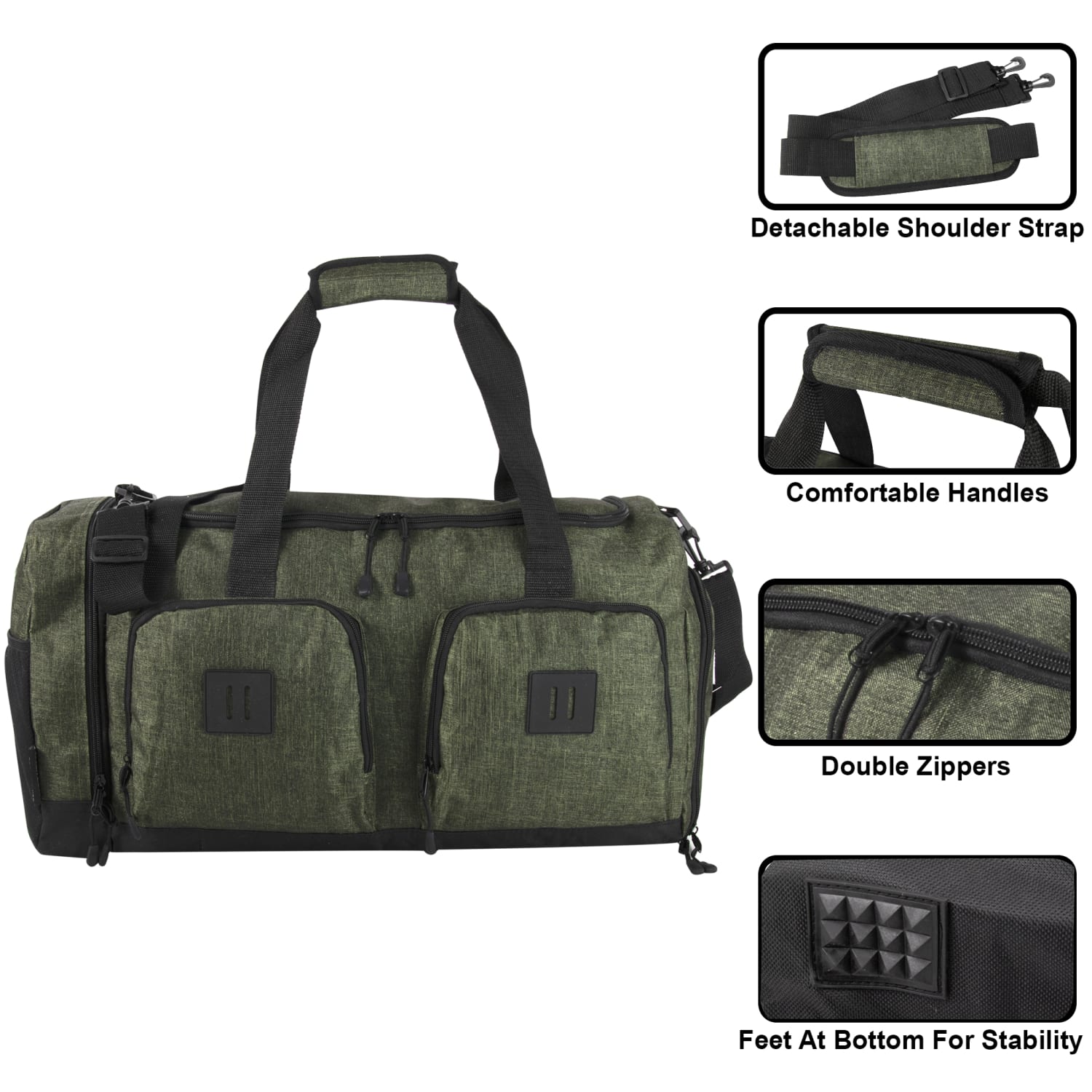 Summit Ridge Polyester Duffel, 12inH x 22inW x 9inD, Green - Image 3