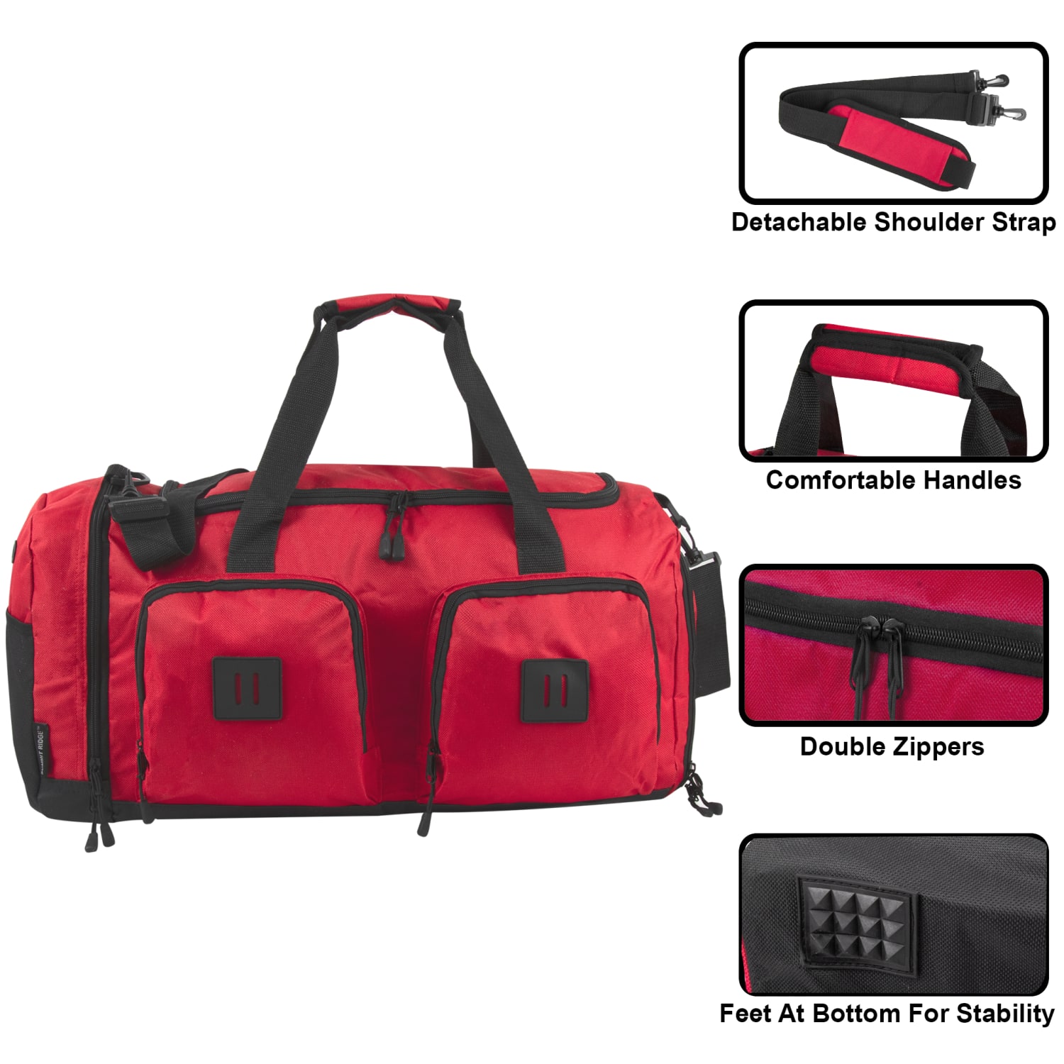 Summit Ridge Polyester Duffel, 12inH x 22inW x 9inD, Red - Image 3