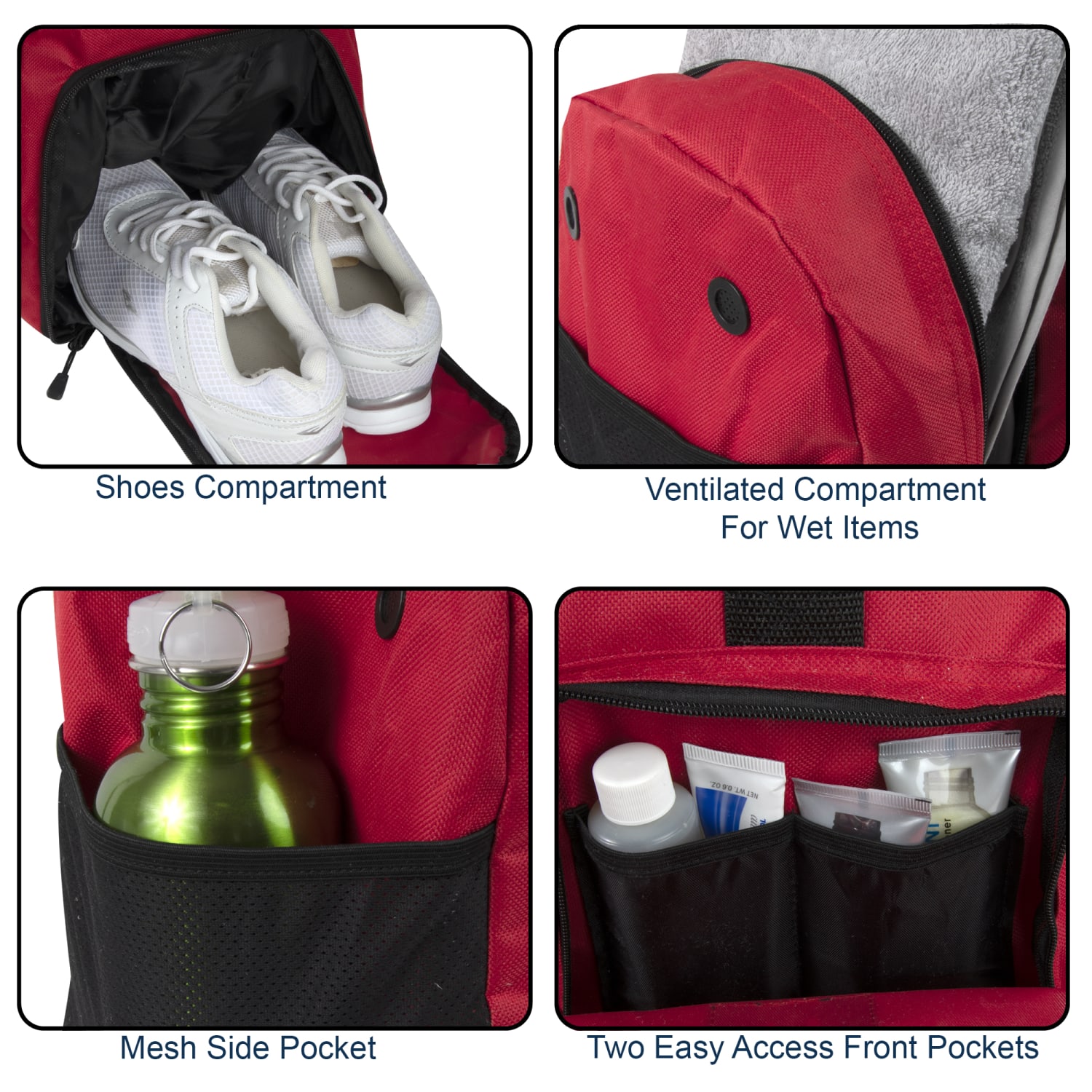 Summit Ridge Polyester Duffel, 12inH x 22inW x 9inD, Red - Image 4