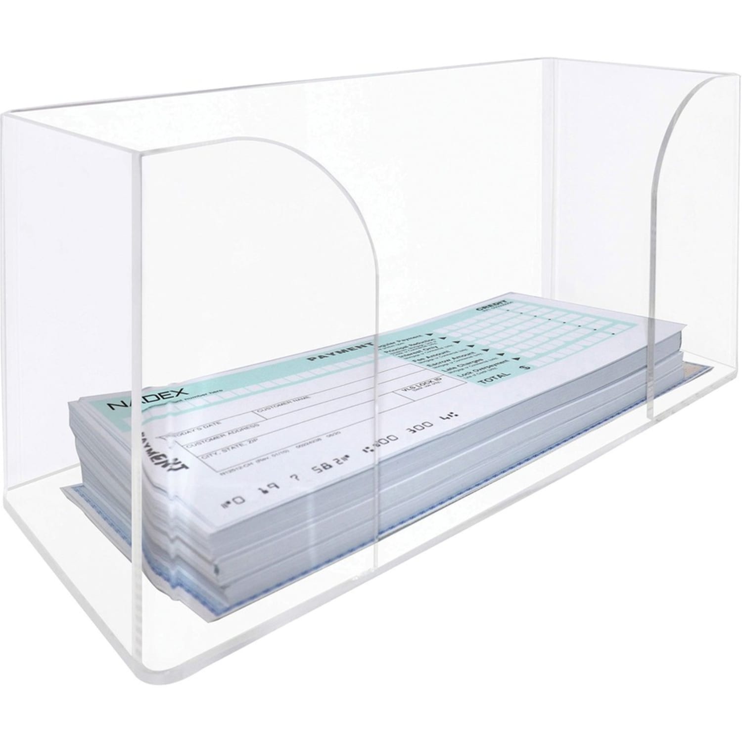 Nadex Coins Acrylic Clear Check Tray - 3.9in Height x 4.6in Width x 10in Depth - Desktop - Durable, Stackable - Clear - Acrylic - Image 3