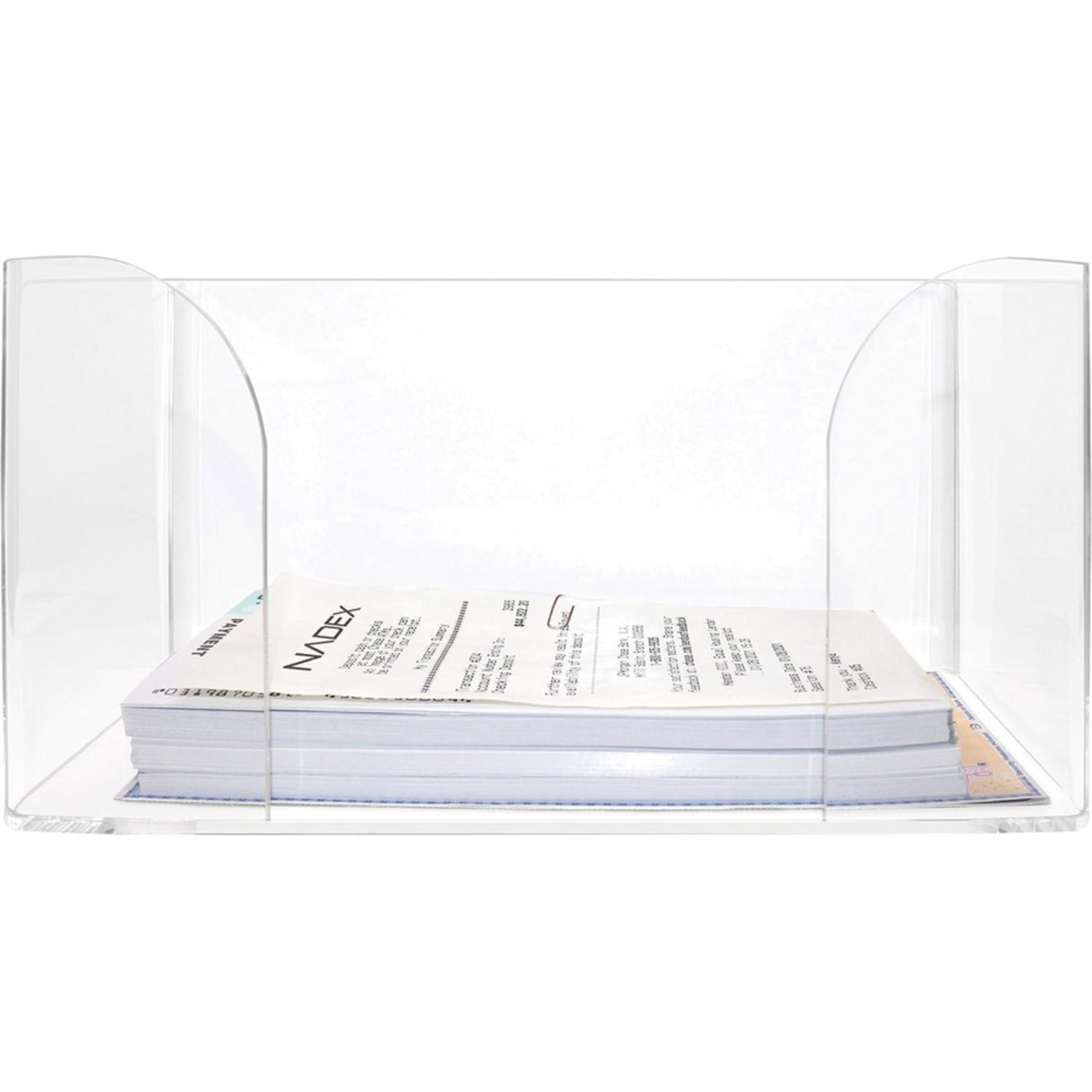 Nadex Coins Acrylic Clear Check Tray - 3.9in Height x 4.6in Width x 10in Depth - Desktop - Durable, Stackable - Clear - Acrylic - Image 4