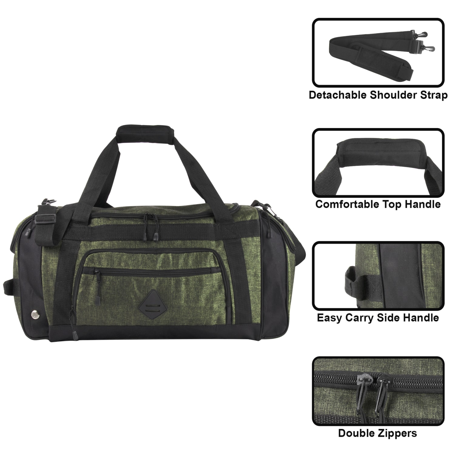 Summit Ridge Polyester Duffel, 12inH x 24inW x 9inD, Green - Image 3