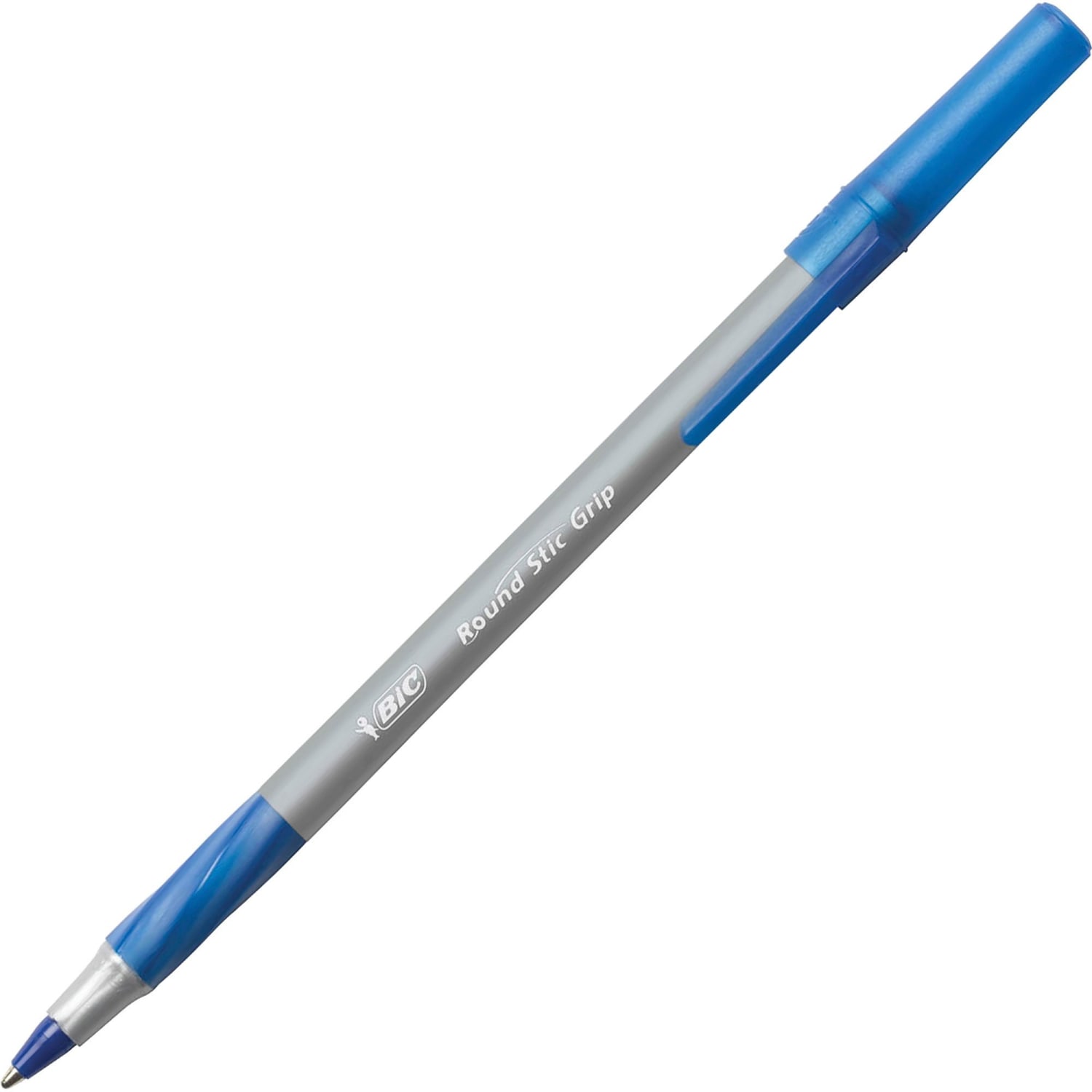BIC Round Stic Grip Ballpoint Pens, Medium Point, 1.2 mm, Blue Ink, Pack Of 36 Pens - Image 3