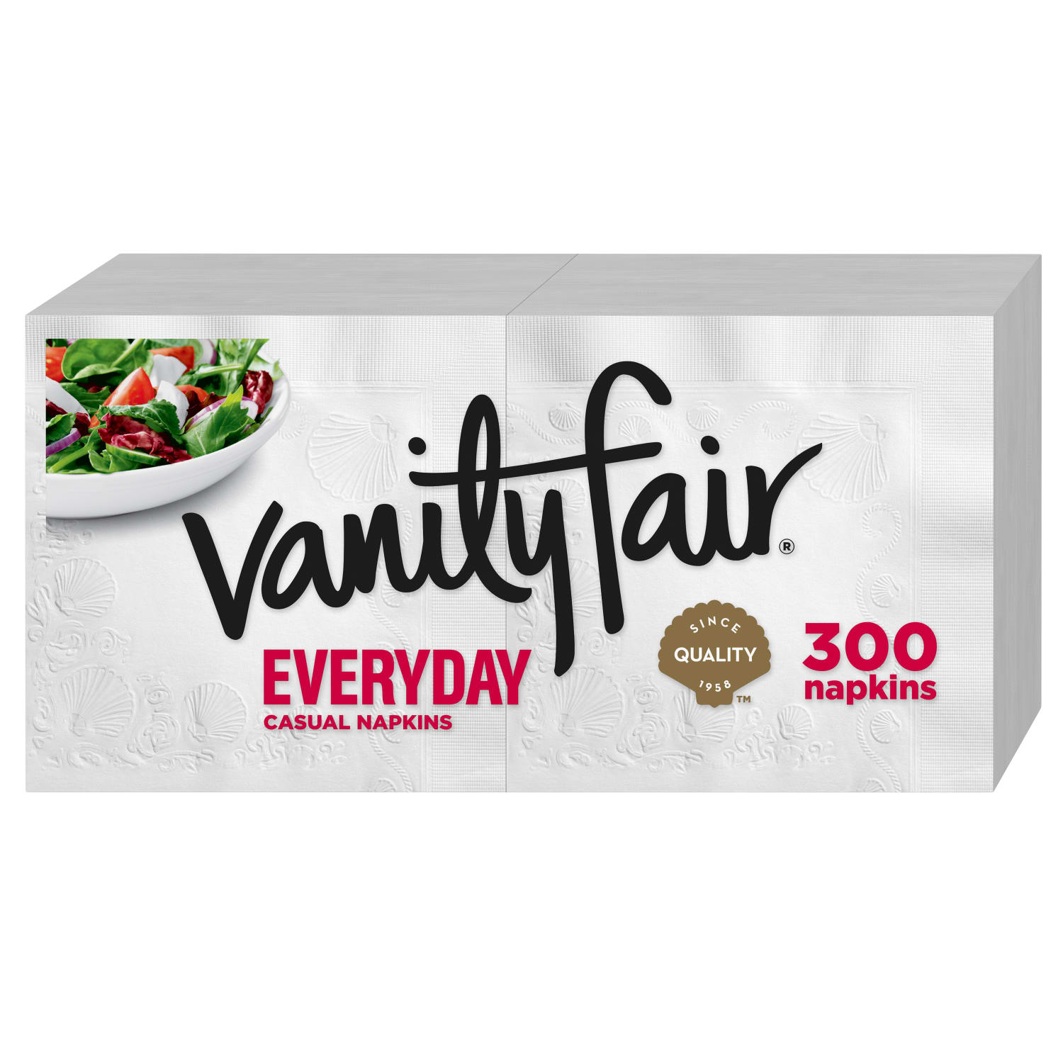 Vanity Fair 2-Ply Everyday Napkins, 13in x 6in, White, Pack Of 300 Napkins - Image 3