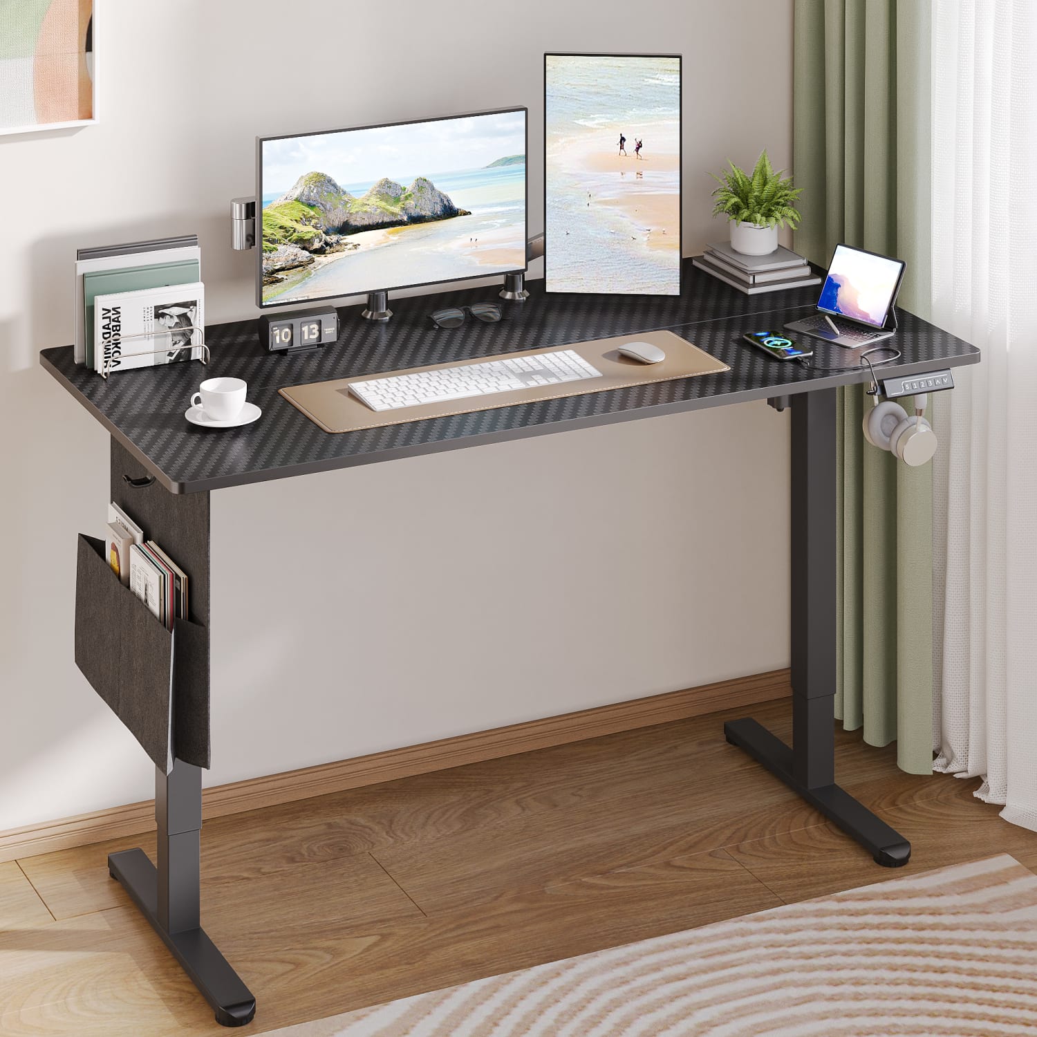 Bestier Electric Standing Desk with 3 Height Memory Presets & USB Port, 55.12 inch, 55dB, Black - Image 3