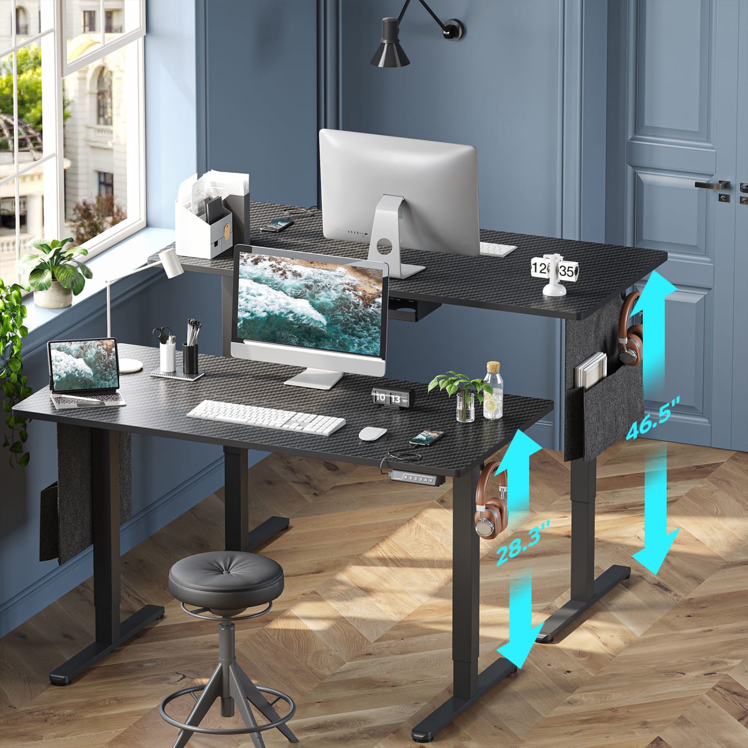 Bestier Electric Standing Desk with 3 Height Memory Presets & USB Port, 55.12 inch, 55dB, Black - Image 4