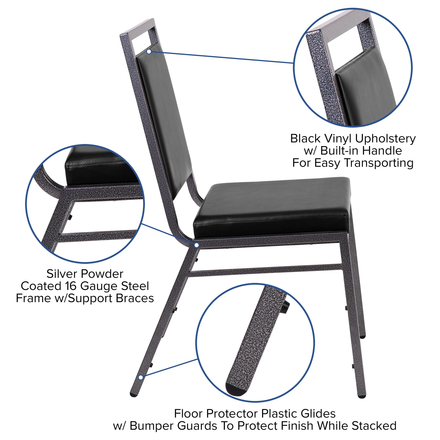 Flash Furniture HERCULES Square Back Stacking Banquet Chair BlackSilver PopularChairscom