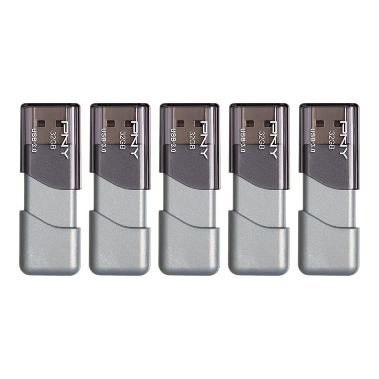 PNY Turbo Attache 3 USB 3.0 Flash Drives, 32GB, Silver, Pack Of 5 Drives - Image 4