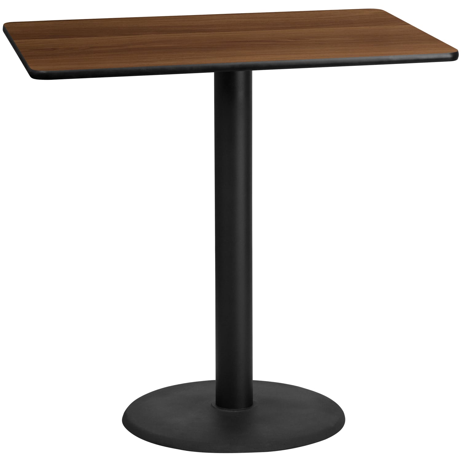 Flash Furniture Rectangular Laminate Table Top With Round Bar Height Table Base, 43-3/16inH x 30inW x 48inD, Walnut - Image 3