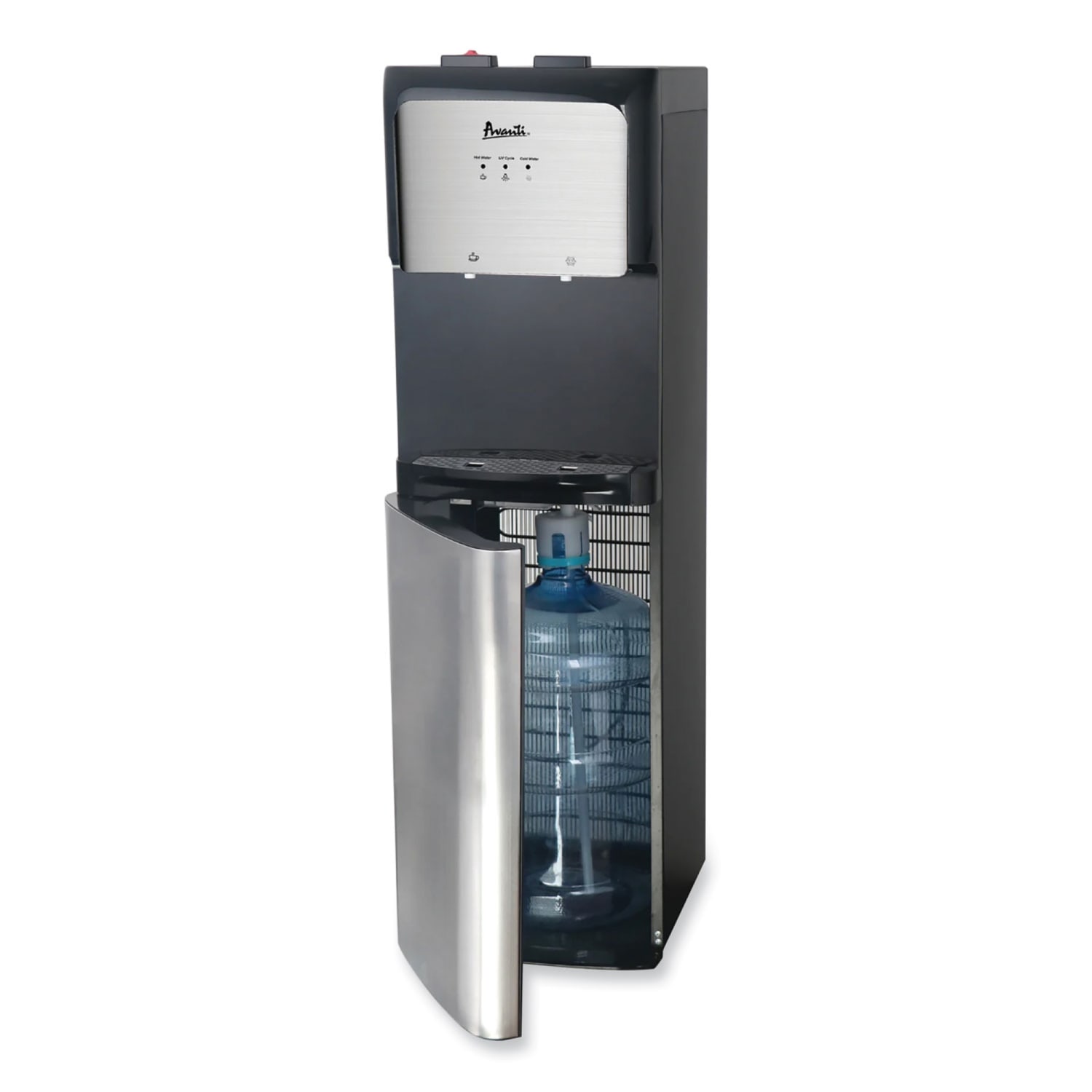 Avanti Bottom-Loading Water Dispenser with UV Light, 3 to 5 Gallon, 41-1/4inH x 14inW x 14inD, Black/Stainless Steel - Image 5