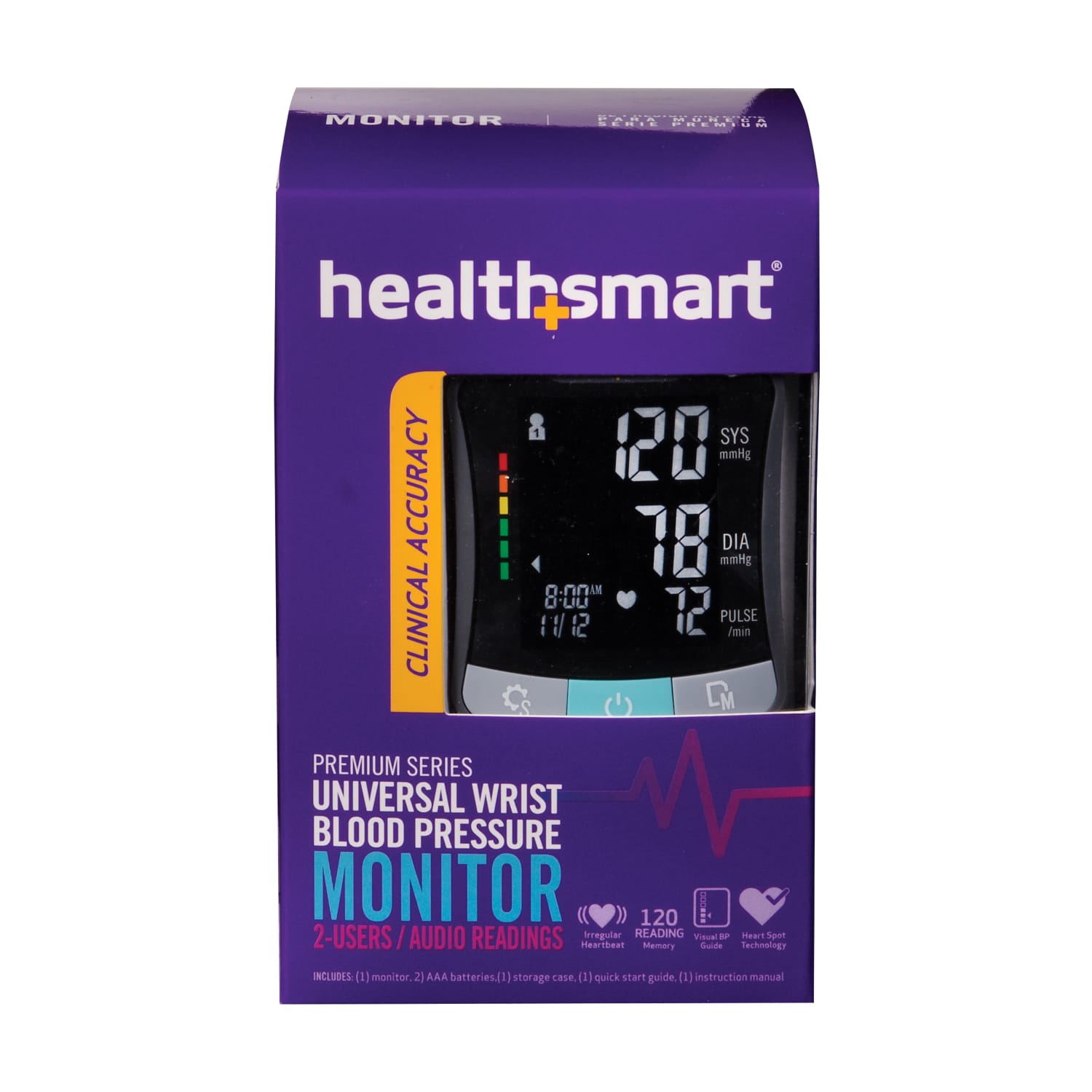 HealthSmart Premium Series Universal Talking Wrist Digital Blood Pressure Monitor, Black/Gray - Image 6
