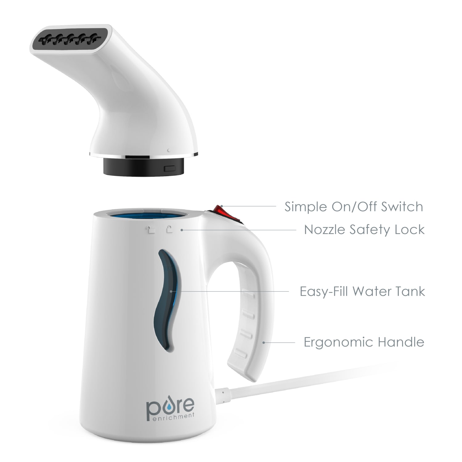 Pure Enrichment PureSteam Portable Fabric Steamer, White - Image 4