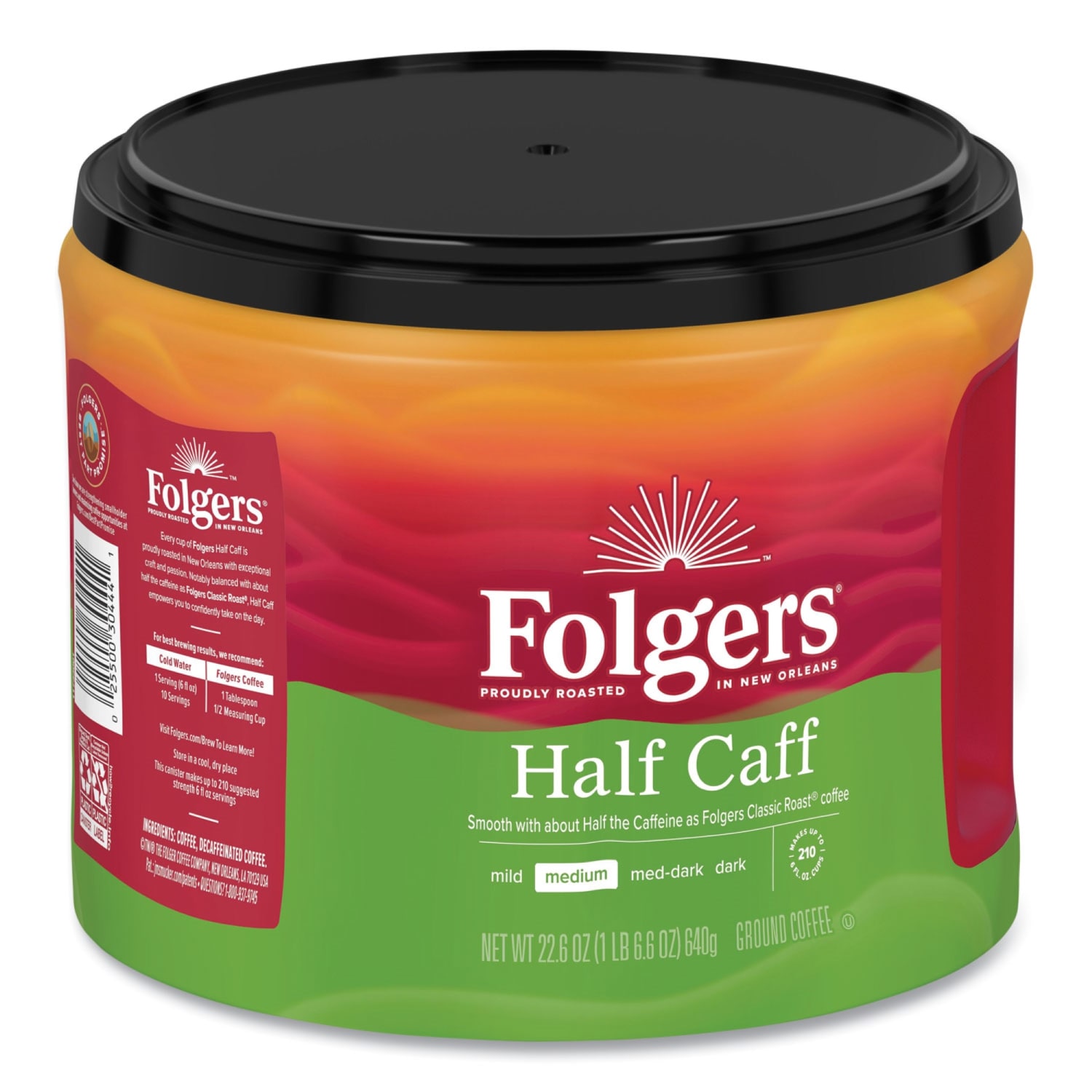 Folgers Coffee, Half Caff, 22.6 Oz Canister, Case Of 6 Canisters - Image 4