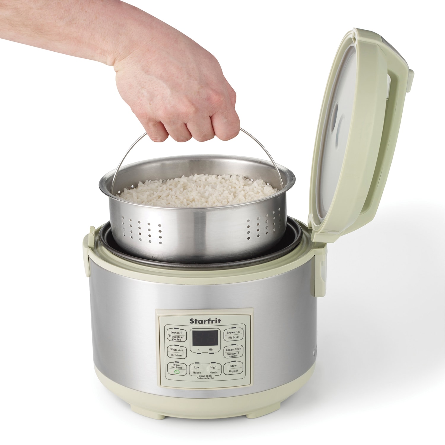 Starfrit 14-Cup Low-Carb Electric Rice Cooker, Gray/Green - Image 6