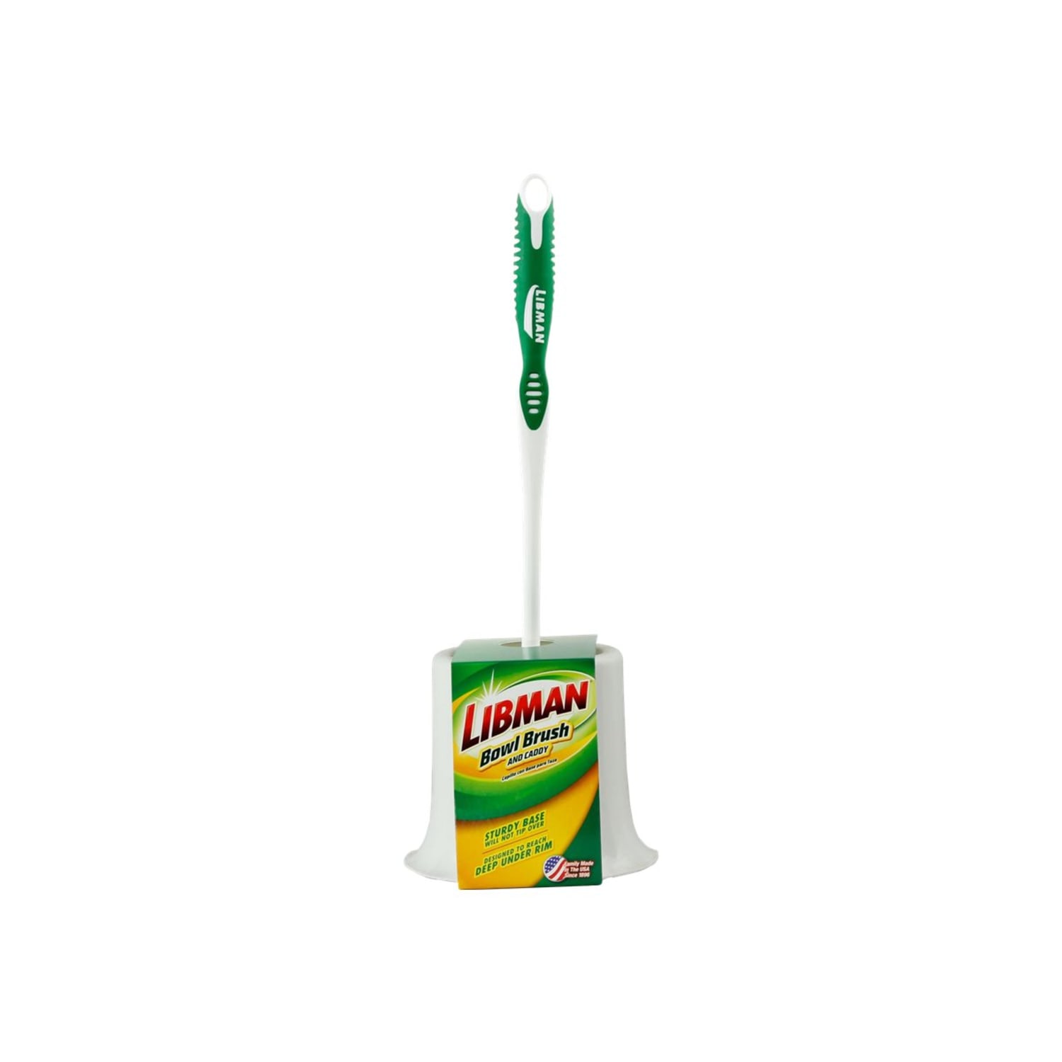 Libman Commercial Round Bowl Brushes And Open Caddies, 15in, White/Green, Pack Of 4 Brushes - Image 3