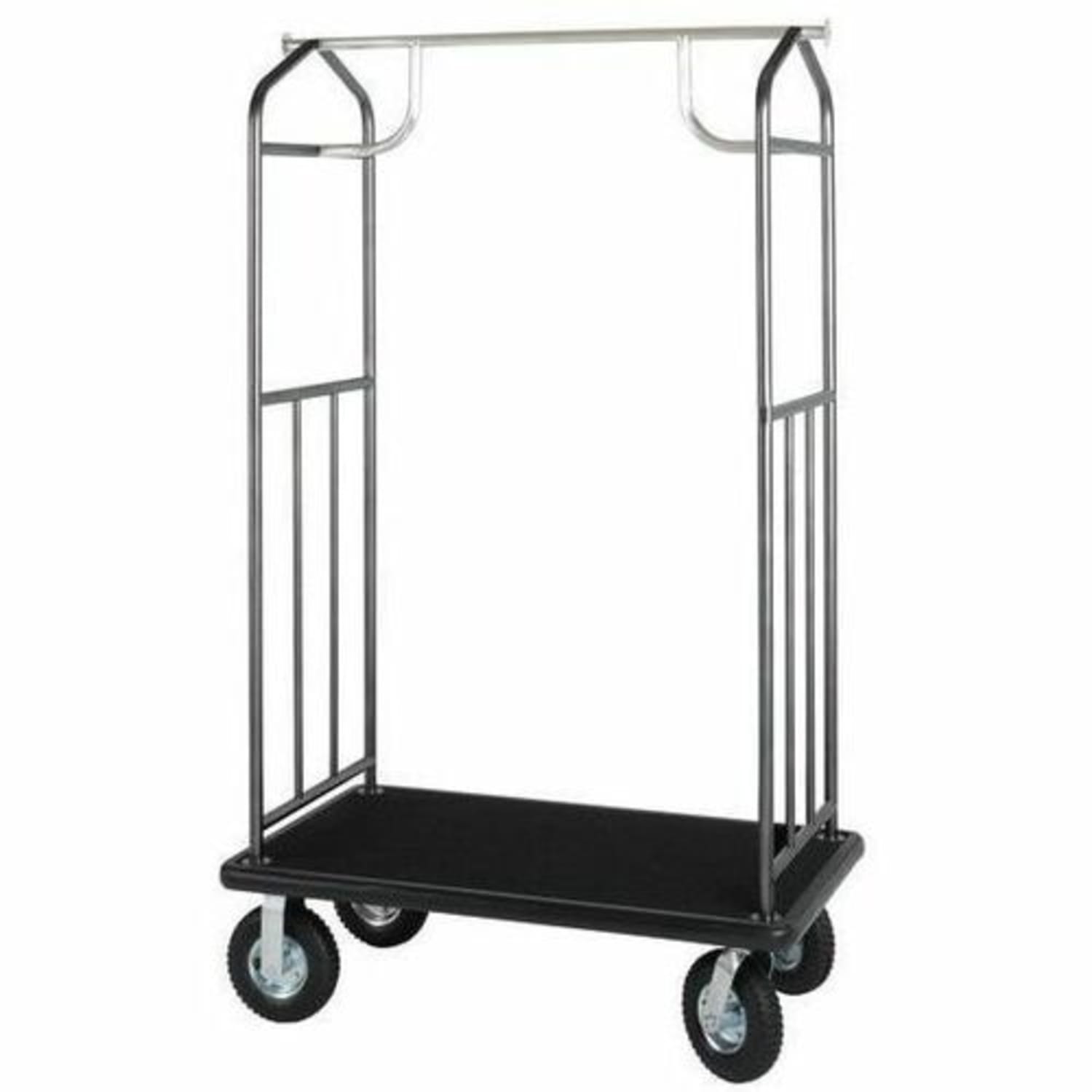Hospitality 1 Source Transporter Bellmans Cart, 68inH x 43inW x 25inD, Black Carpet/Hammertone - Image 3