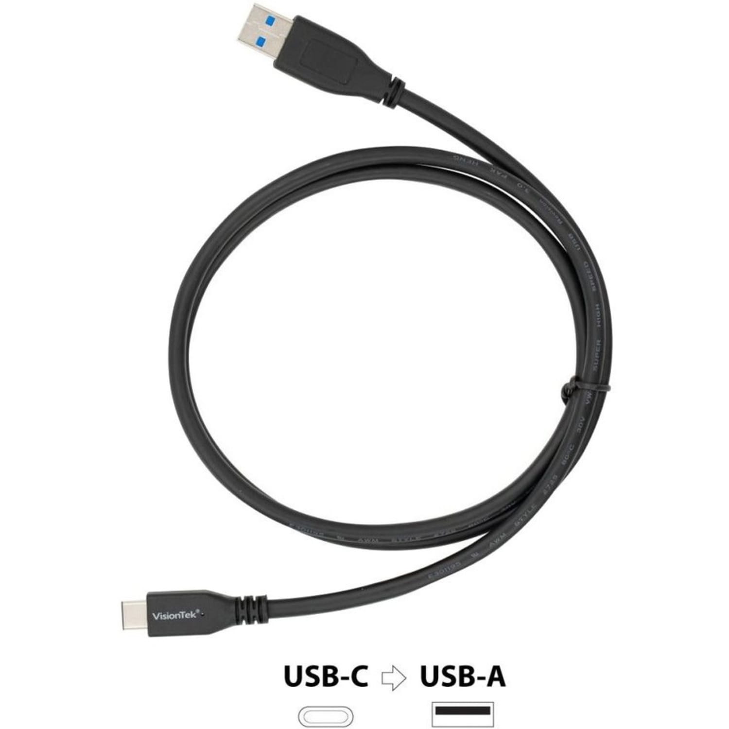 VisionTek USB-C to USB-A 1M Cable (M/M) - USB-C to USB-A 1 Meter 3.3 ft Male to Male Cable PD 60W 10Gbps Data for Laptop Ipad Dell XPS MacBook Pro - Image 6