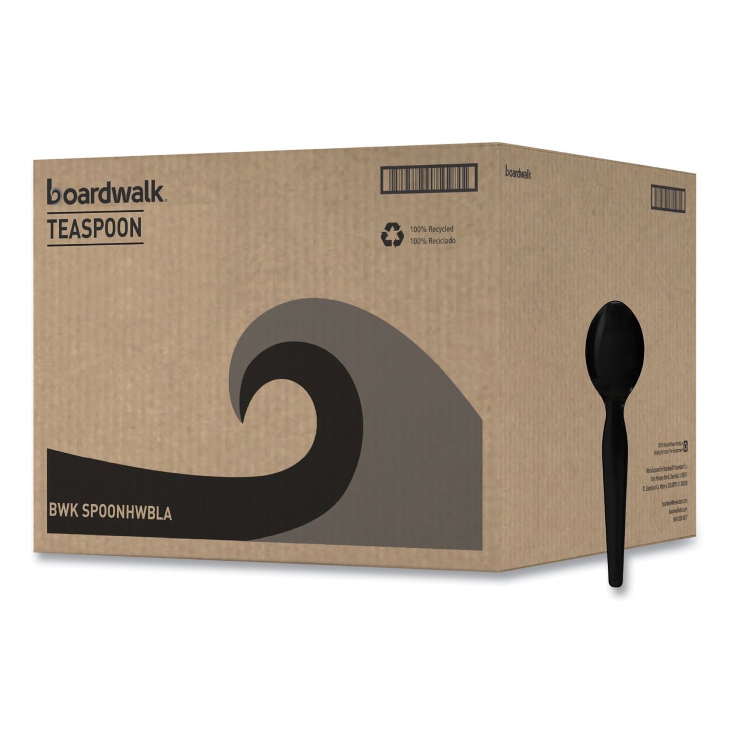 Boardwalk Heavyweight Polystyrene Cutlery, Teaspoon, 6-3/16inL, Black, Carton Of 1,000 Spoons - Image 3