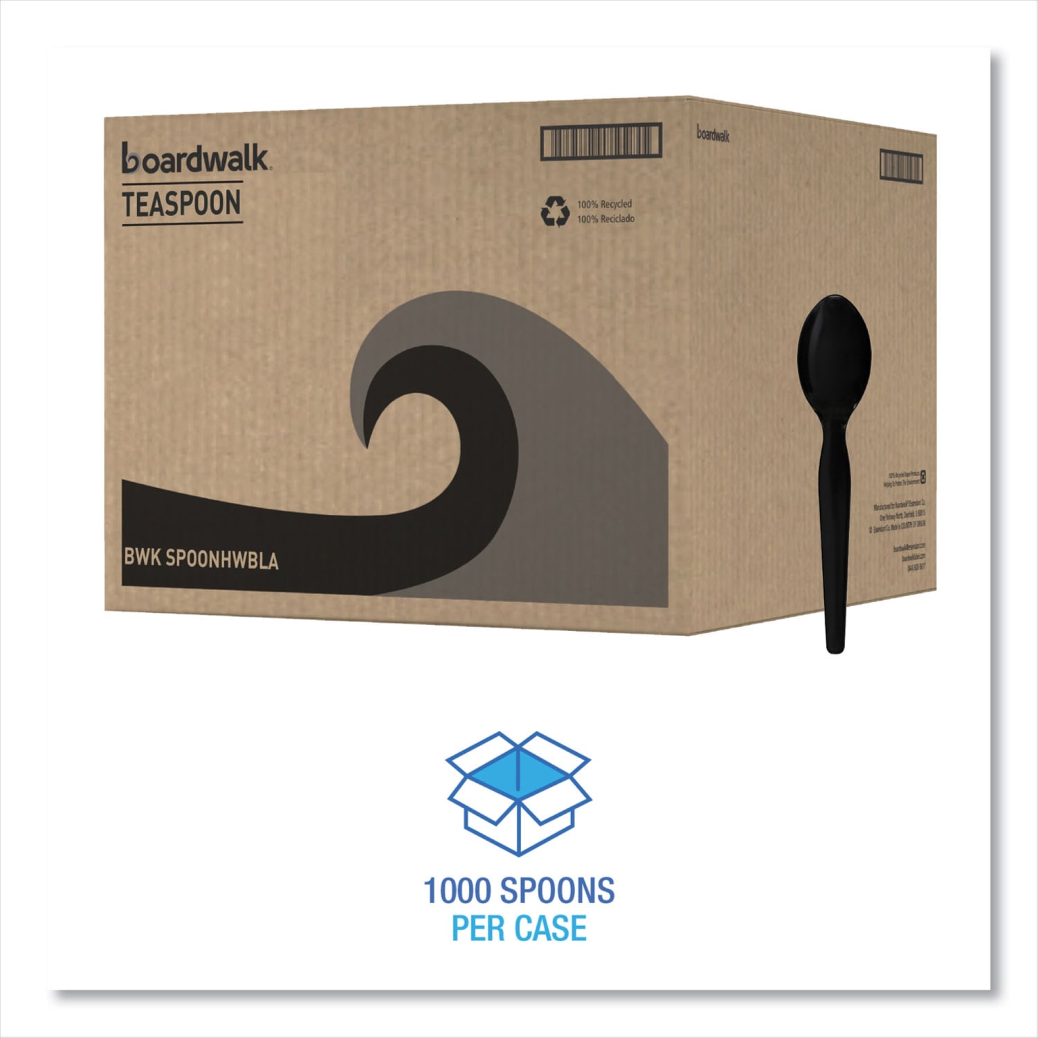 Boardwalk Heavyweight Polystyrene Cutlery, Teaspoon, 6-3/16inL, Black, Carton Of 1,000 Spoons - Image 5
