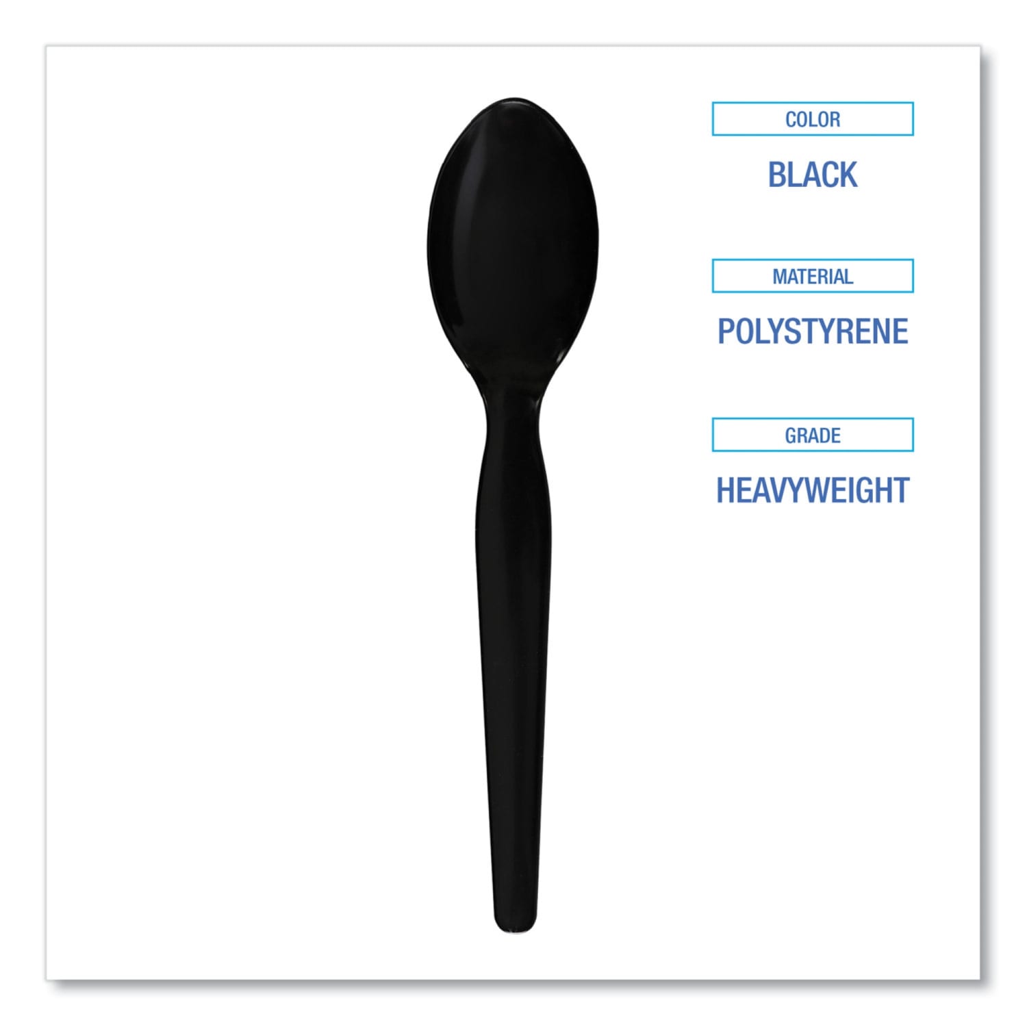 Boardwalk Heavyweight Polystyrene Cutlery, Teaspoon, 6-3/16inL, Black, Carton Of 1,000 Spoons - Image 6