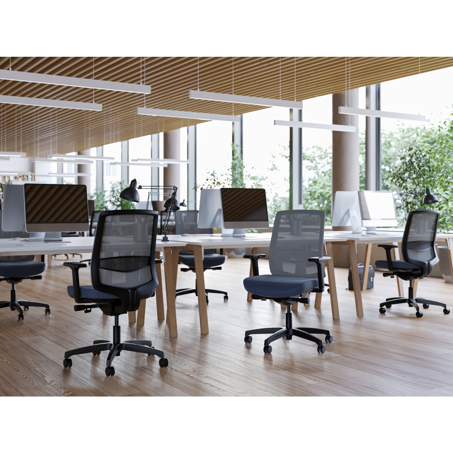 WorkPro Expanse Series Multifunction Ergonomic MeshFabric High Back Executive Chair BlackGray BIFMA Compliant PopularChairscom