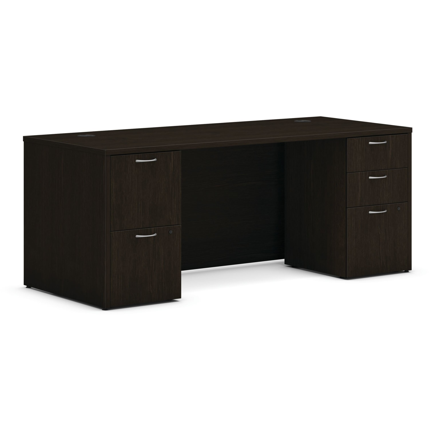 HON Mod 72inW Double-Pedestal Computer Desk, 72inW, Java Oak
