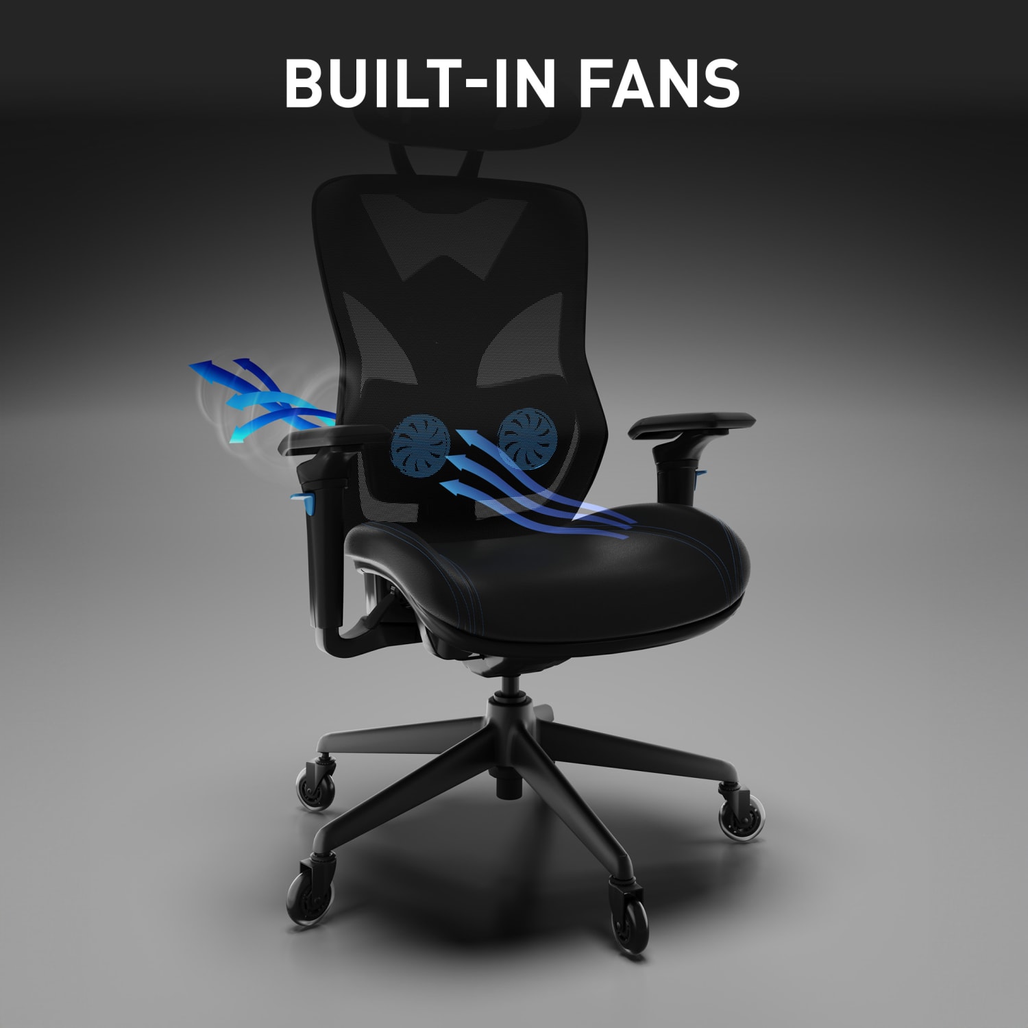 RS Gaming Eonix Ergonomic MeshVegan Leather High Back Active Chair  Footstool BlackBlue BIFMA Compliant PopularChairscom
