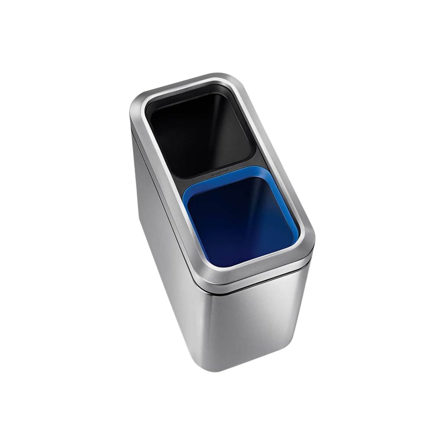 simplehuman Slim Open Top Mini Trash Can, 5.3 Gallons, Dual Compartment Recycler, 15.2inH x 8.7inW x 16.7inD, Rectangular, Brushed Stainless Steel - Image 6