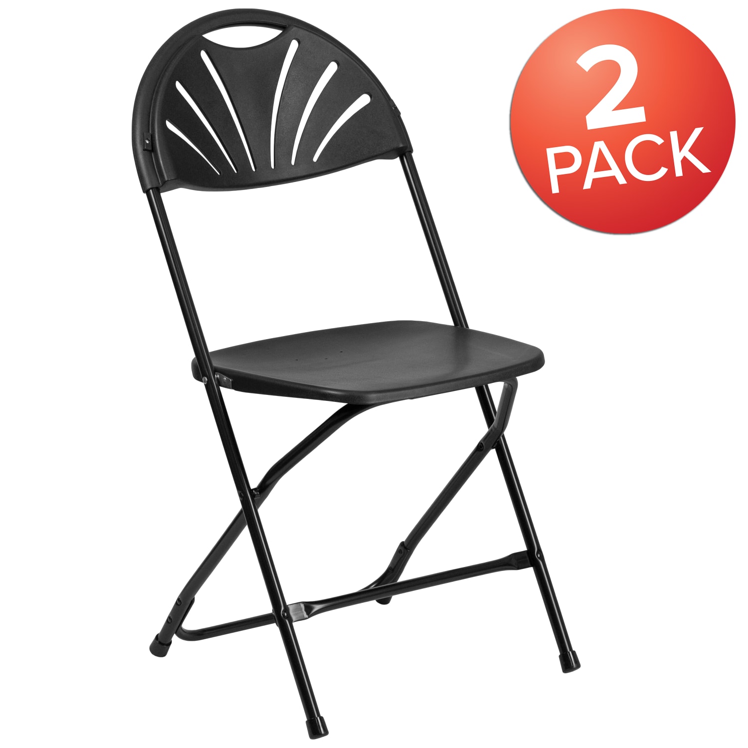 Flash Furniture HERCULES Series 650 lb Capacity Plastic Fan Back Folding Chairs Black Set Of 2 Chairs PopularChairscom
