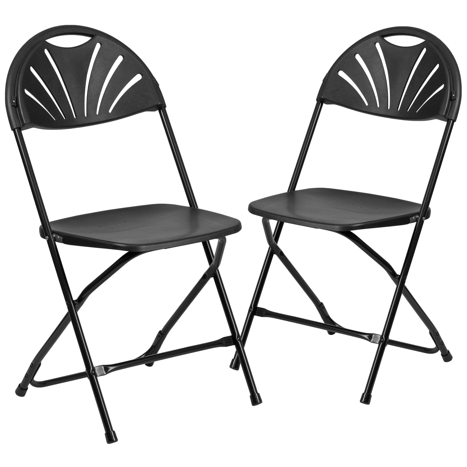 Flash Furniture HERCULES Series 650 lb Capacity Plastic Fan Back Folding Chairs Black Set Of 2 Chairs PopularChairscom