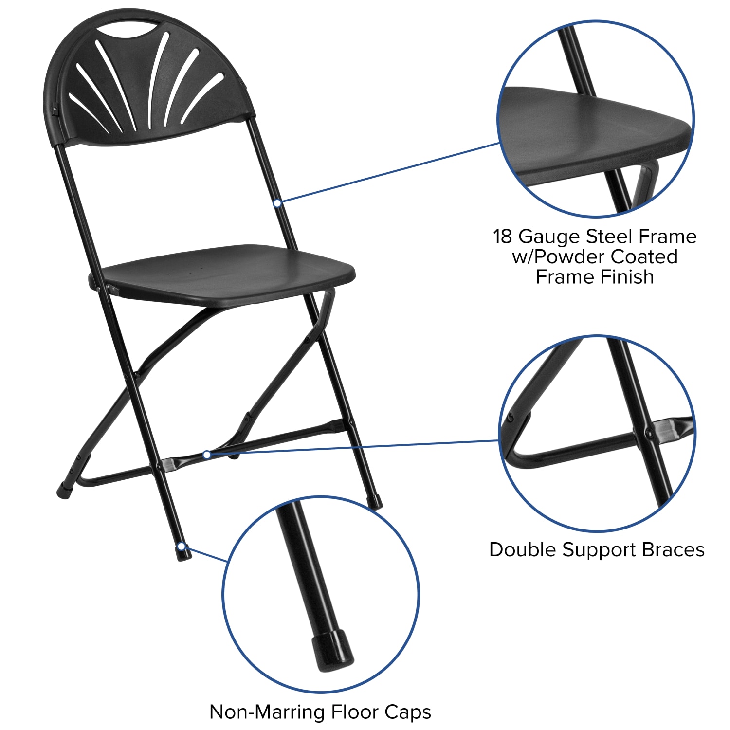 Flash Furniture HERCULES Series 650 lb Capacity Plastic Fan Back Folding Chairs Black Set Of 2 Chairs PopularChairscom