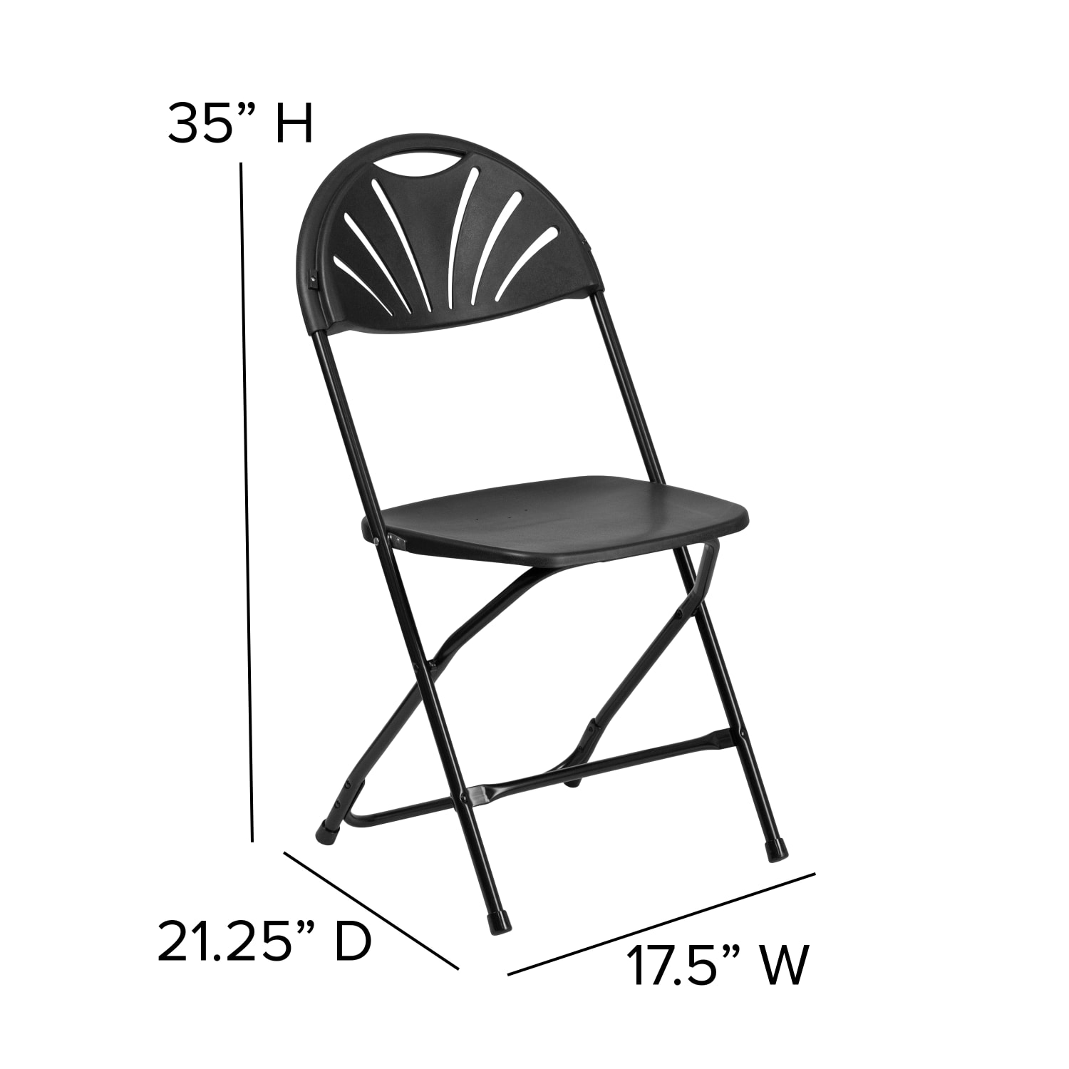 Flash Furniture HERCULES Series 650 lb Capacity Plastic Fan Back Folding Chairs Black Set Of 2 Chairs PopularChairscom