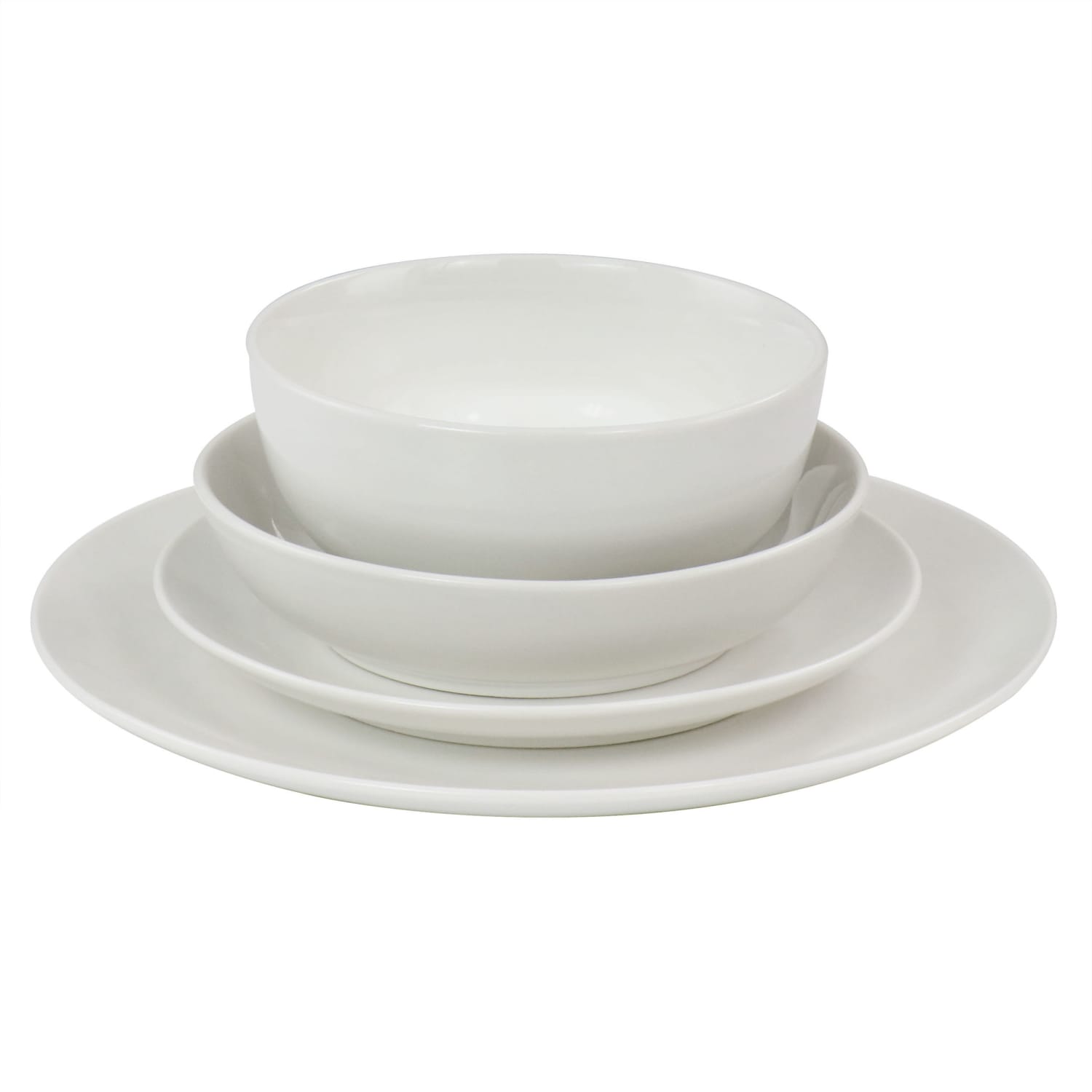 Elama Camellia 16-Piece Porcelain Double-Bowl Dinnerware Set, White - Image 4