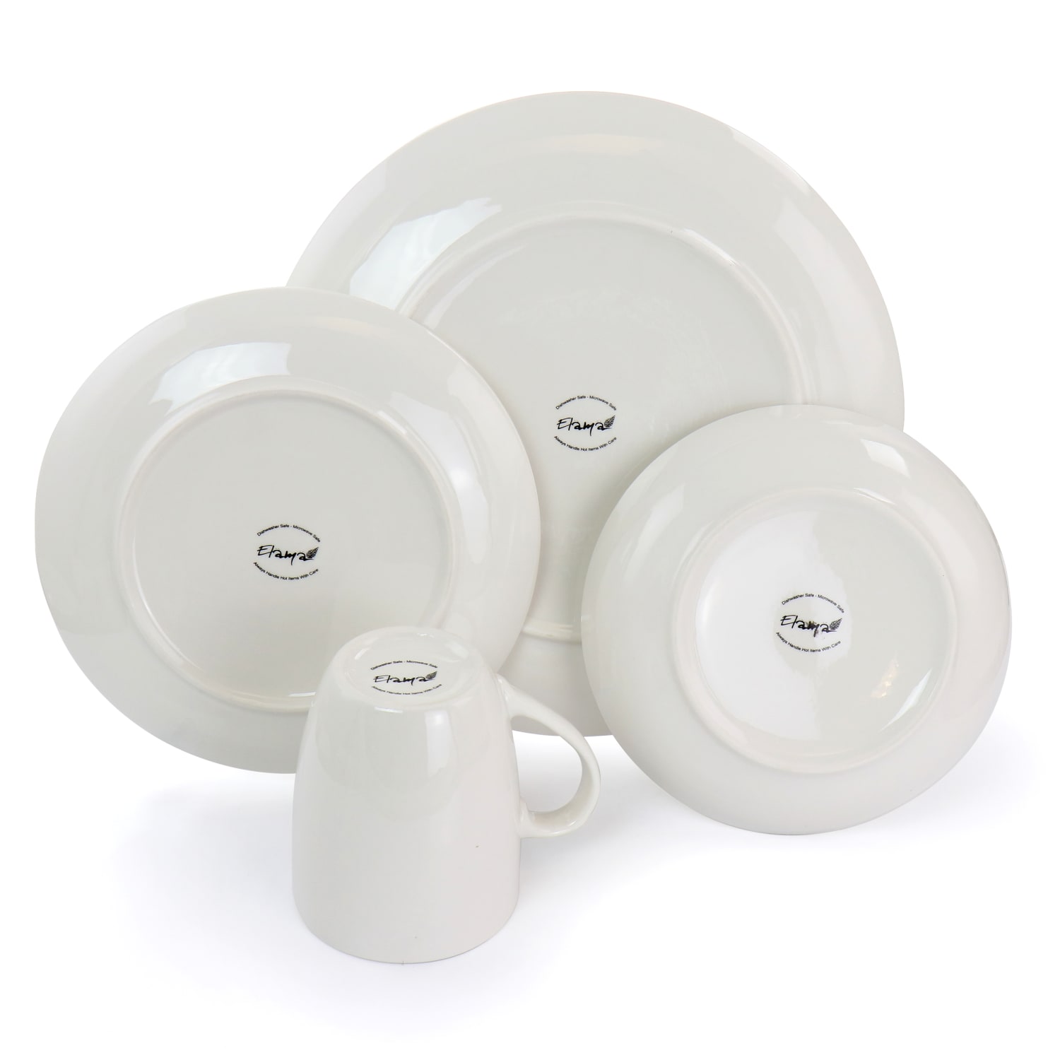 Elama Iris 32-Piece Porcelain Dinnerware Set, White - Image 6