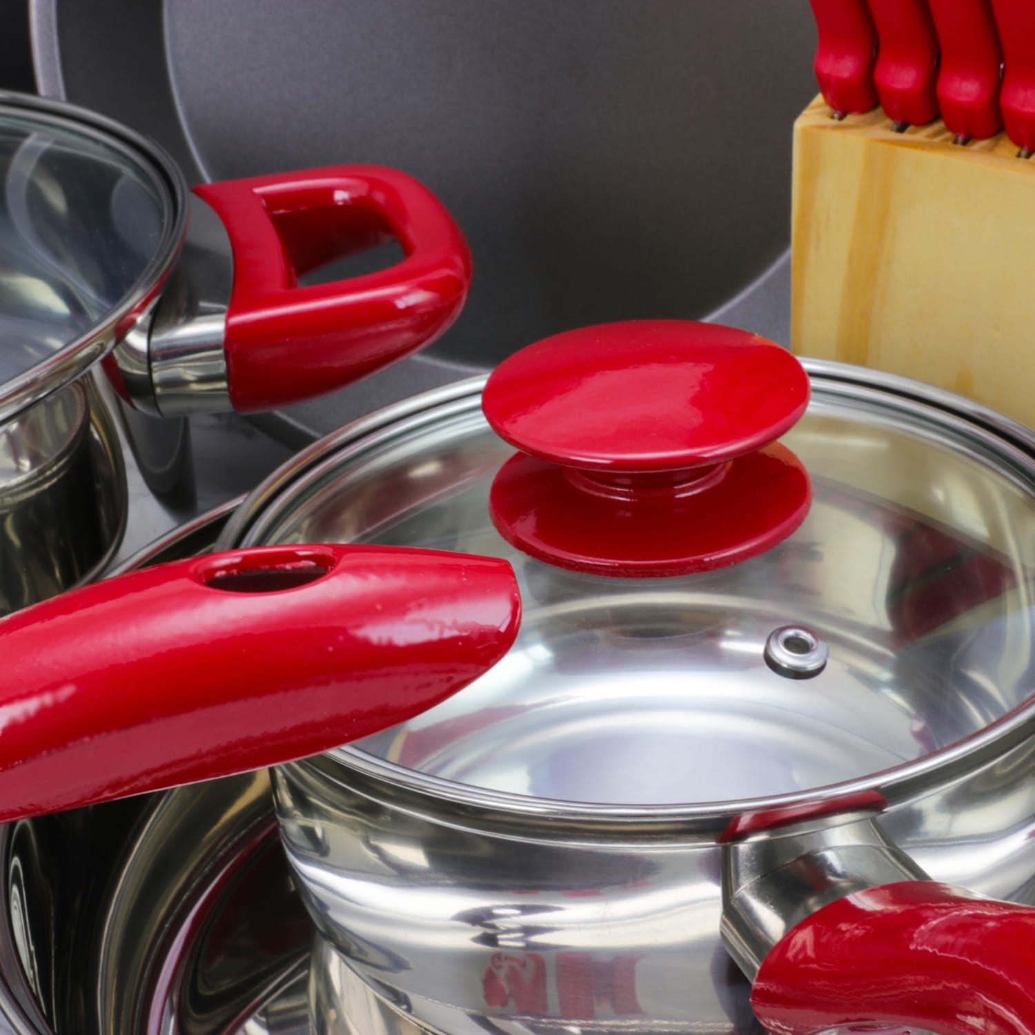 MegaChef 22-Piece Cookware Combo Set, Red - Image 4